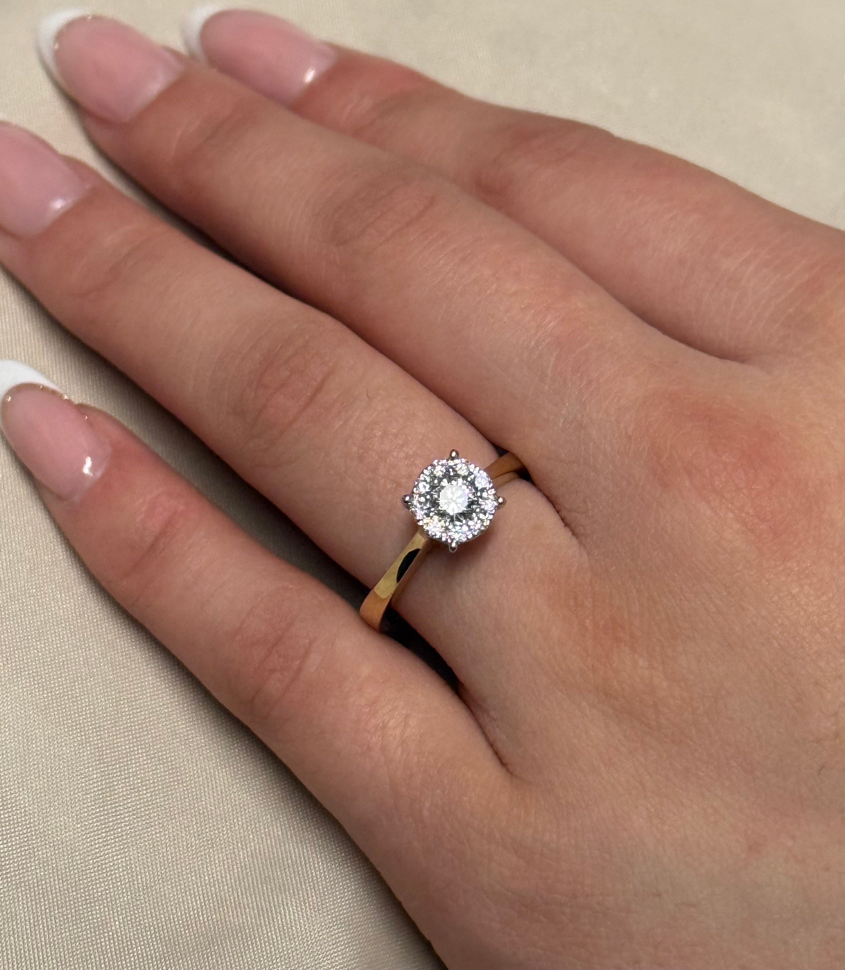 9K Yellow Gold 50pt Illusion Solitaire Diamond Ring