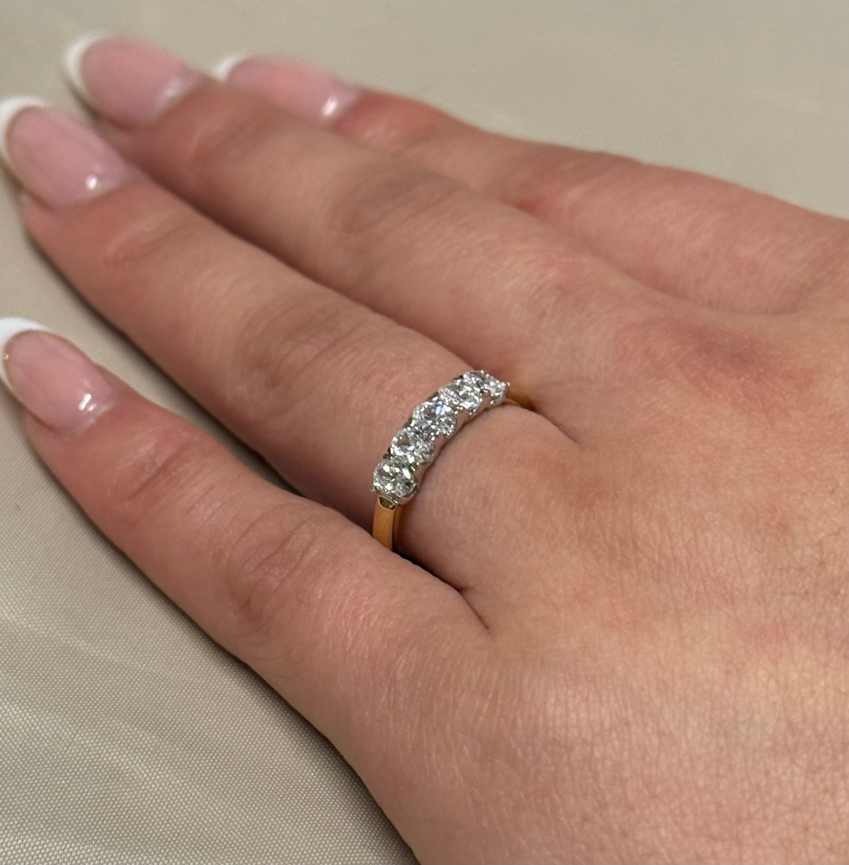 18k Yellow Gold 77pt Oval Five Stone Laboratory Grown Diamond Ring