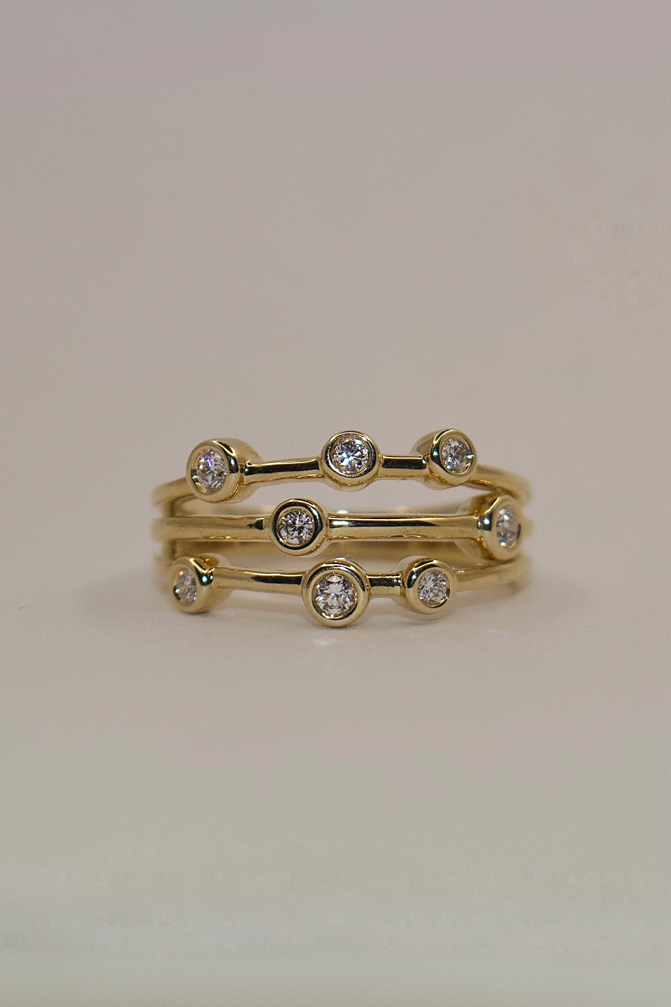 9K Yellow Gold Multistone Scattered Diamond Band