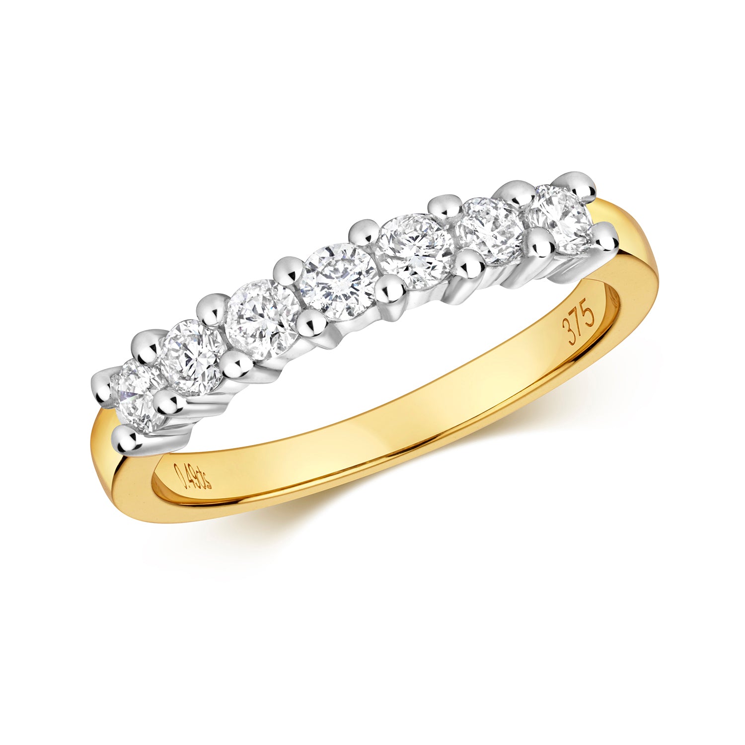 9K Yellow Gold Seven Stone Diamond Ring
