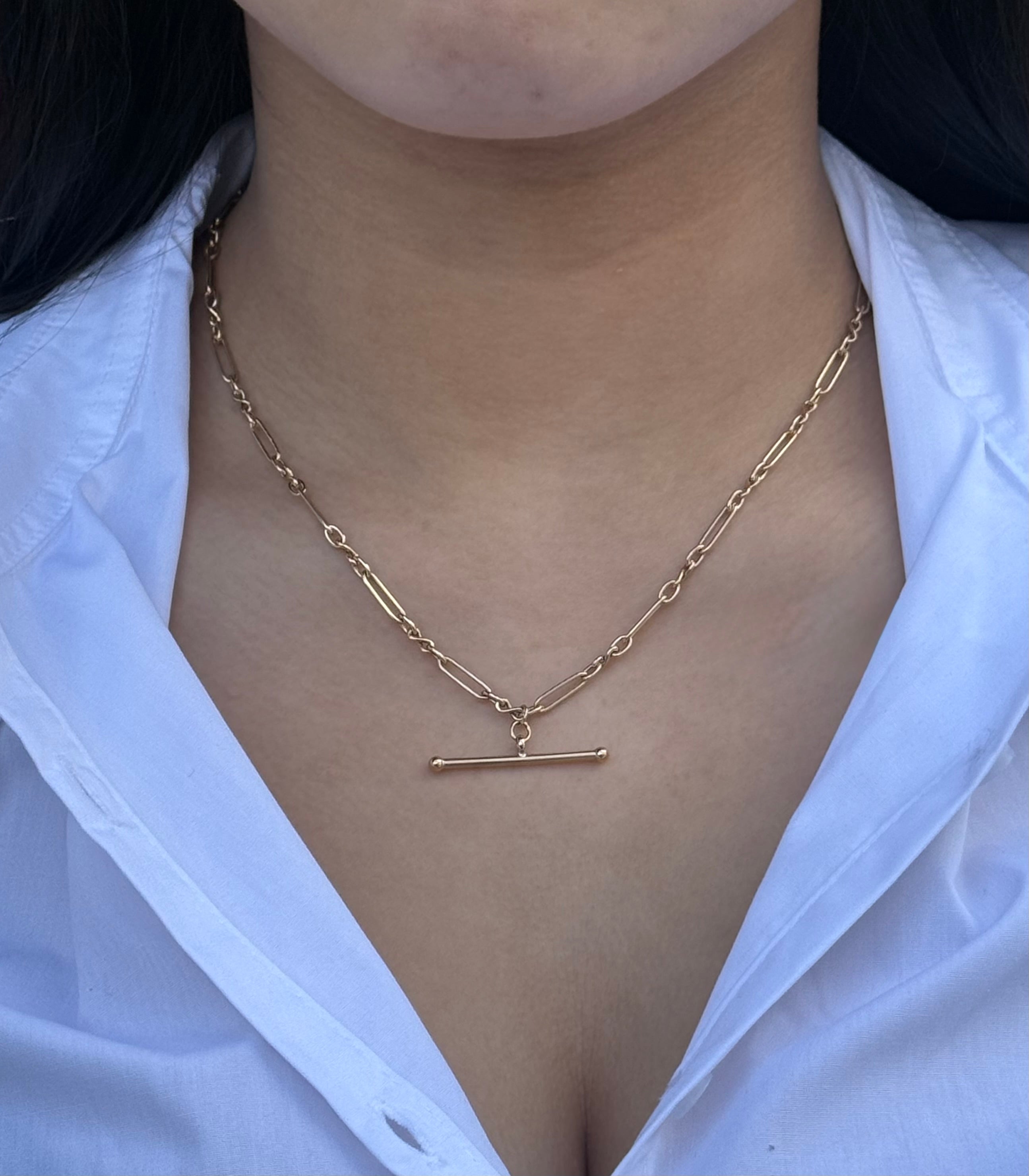 9ct Yellow Gold Infinity T-bar Necklace