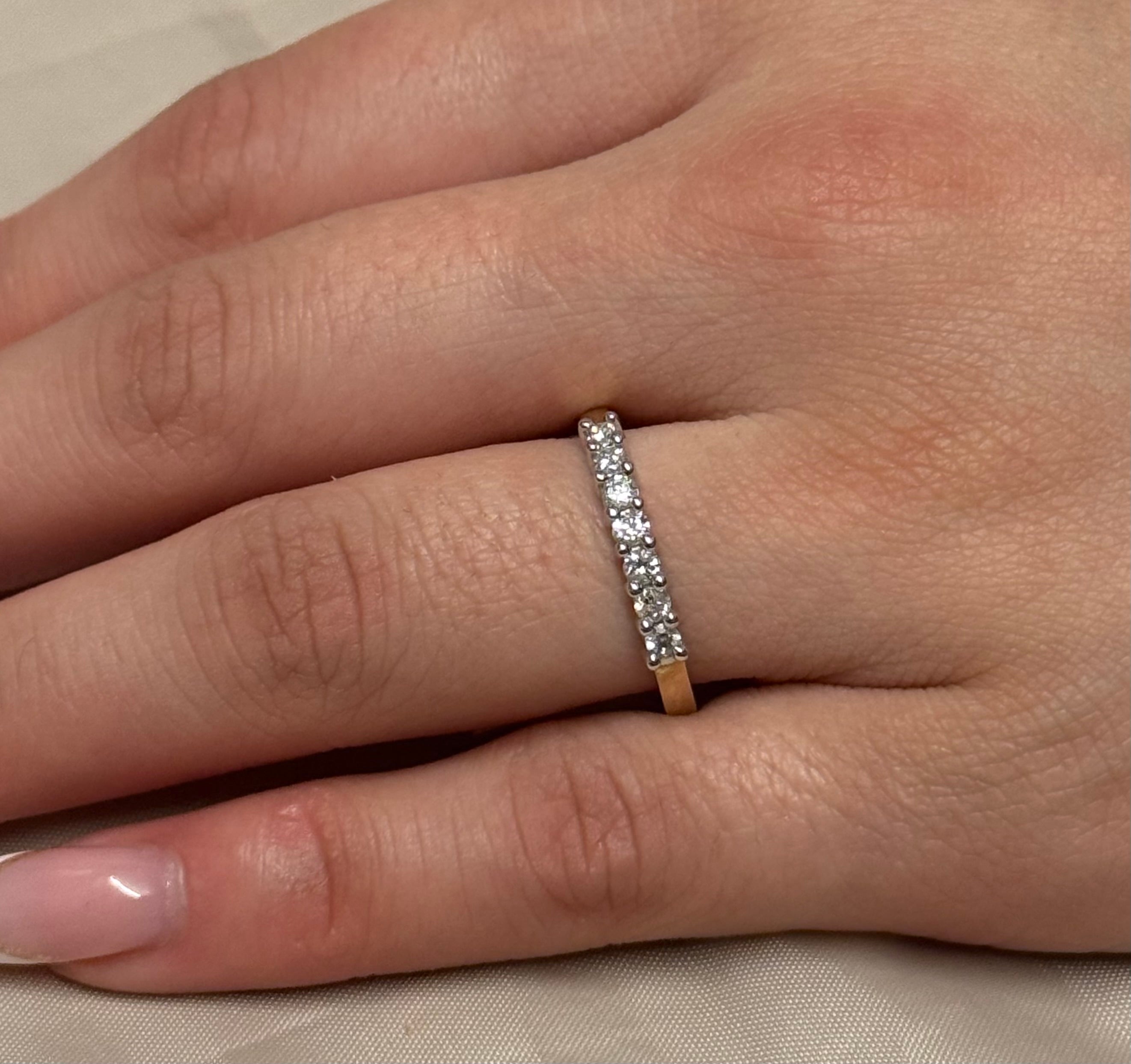 9K Yellow Gold Seven Stone Diamond Ring