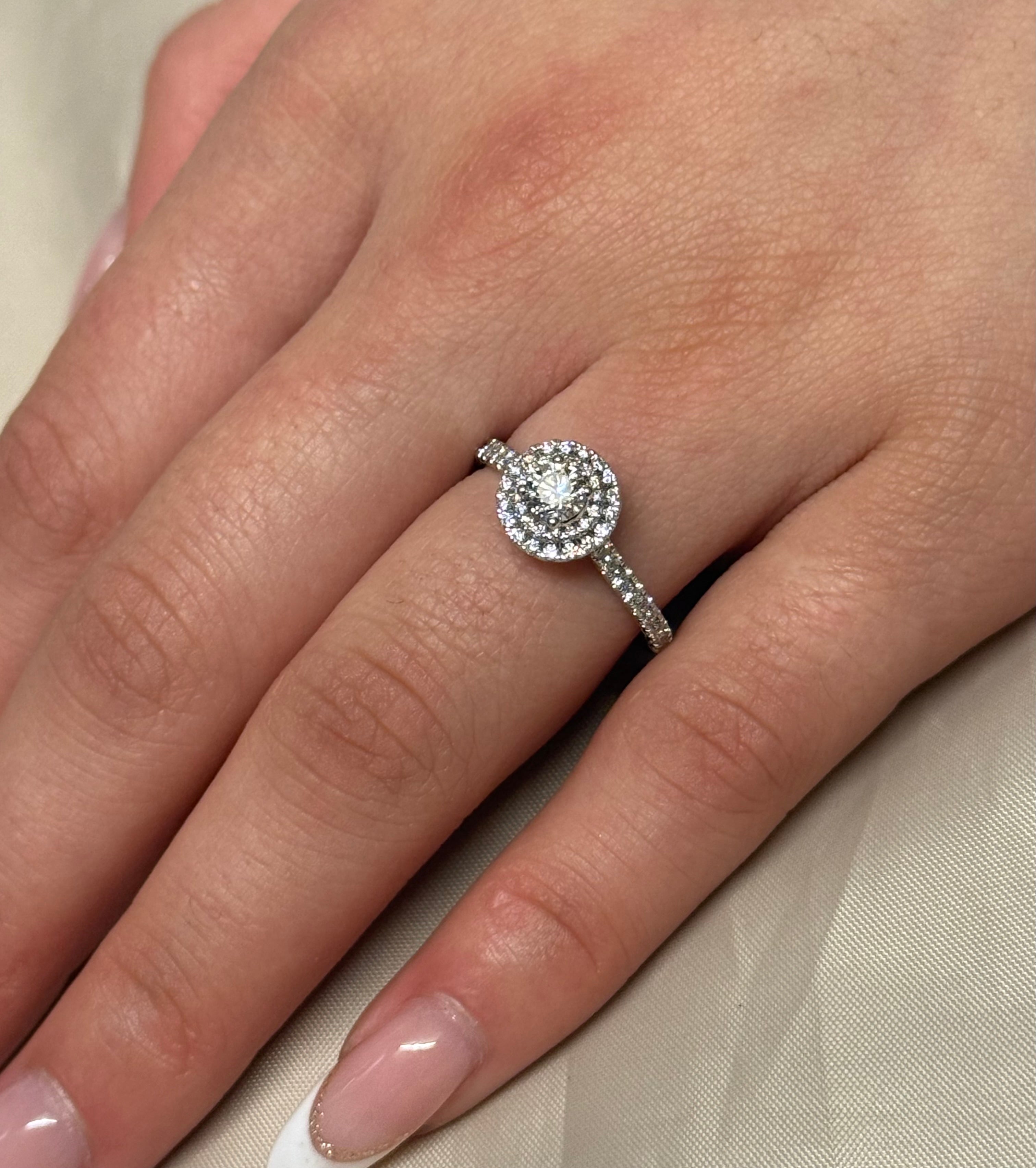 9K White Gold Brilliant Cut Halo with Diamond Band