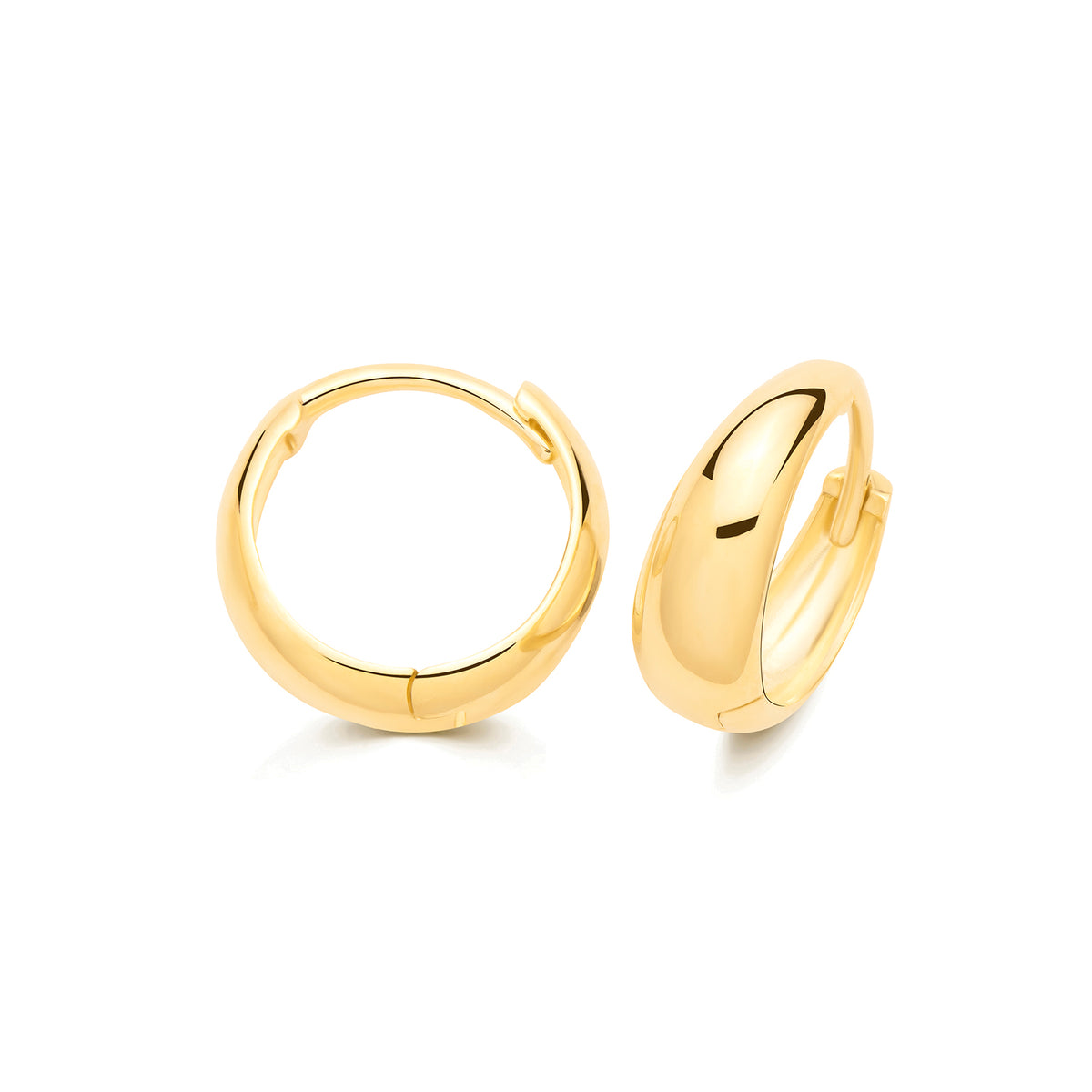 9K Yellow Gold Hinged Bulbous Hoop Earrings