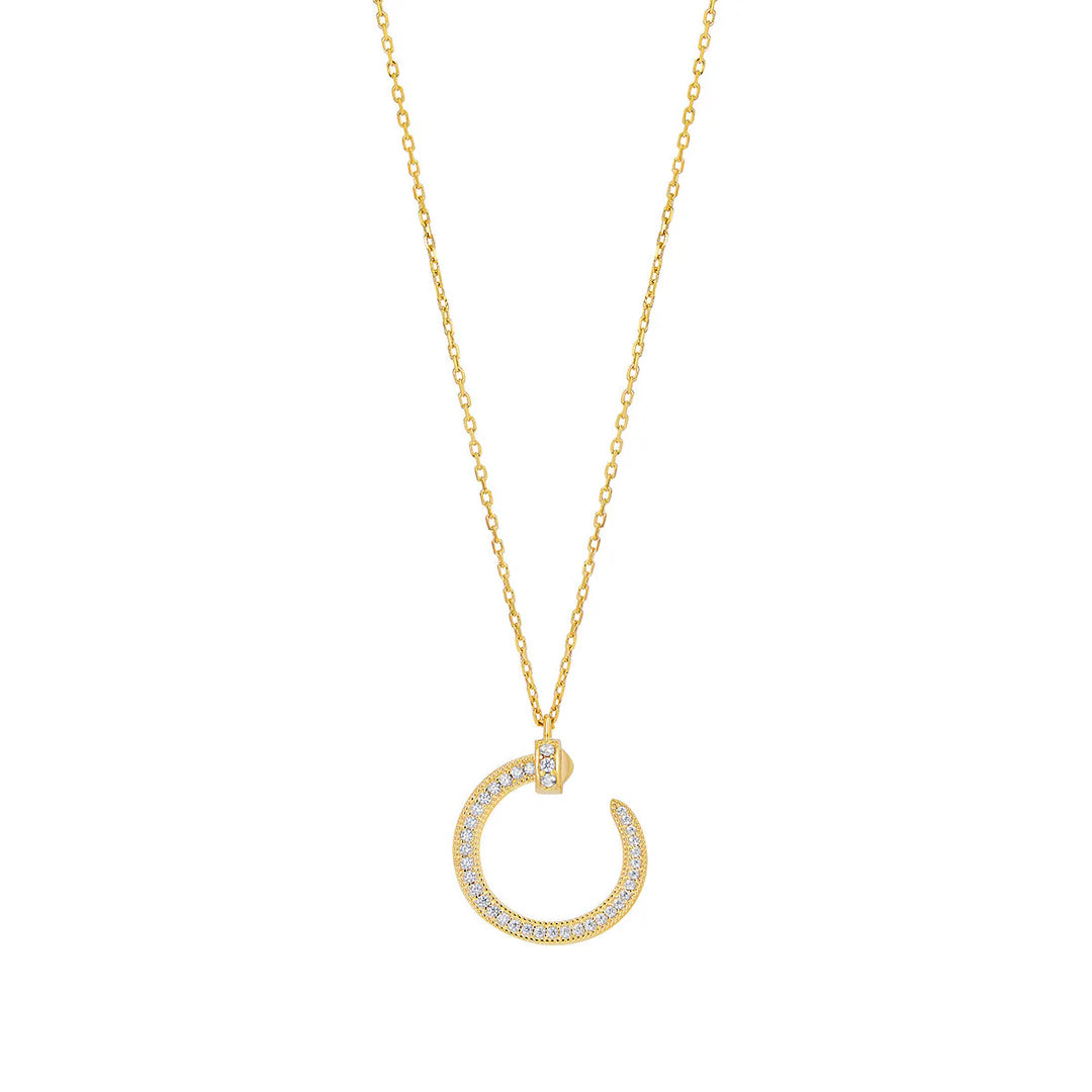 Gold Plated Sterling Silver Cz Nail Pendant