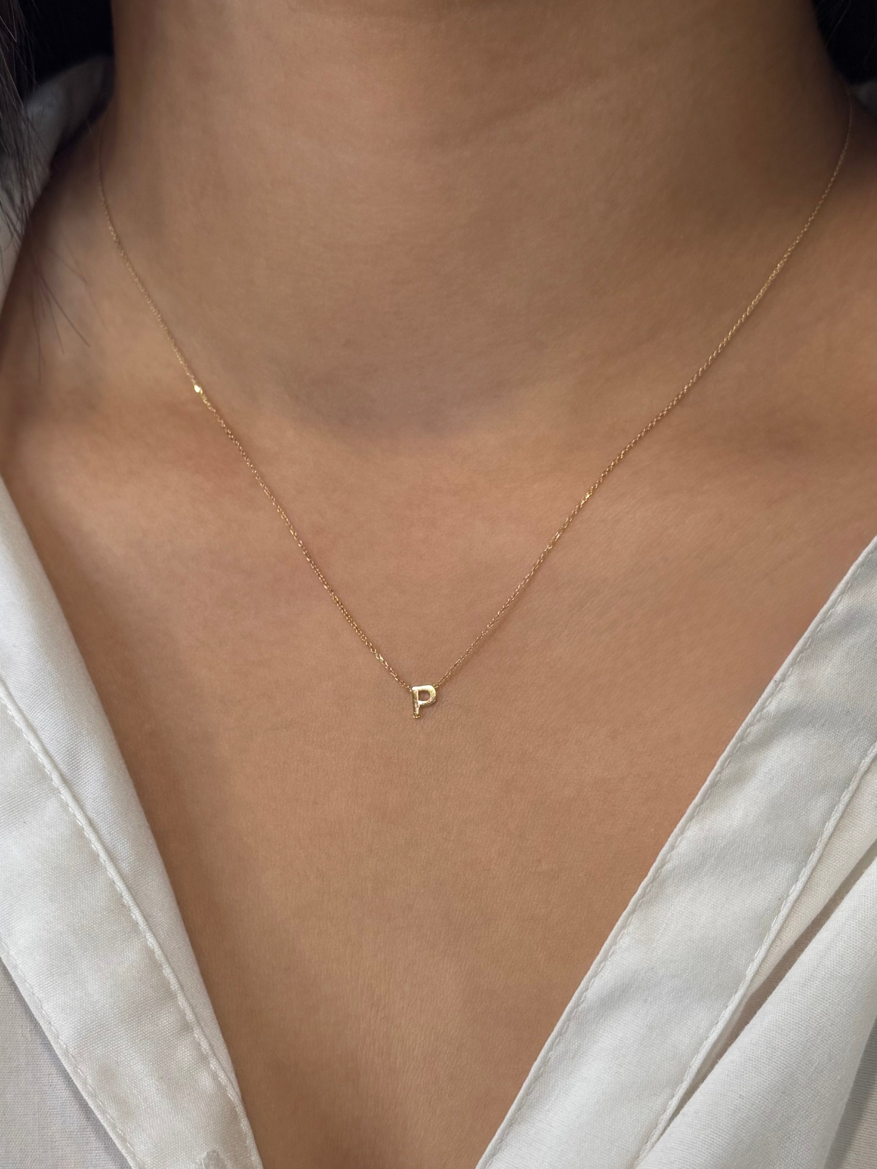9ct Yellow Gold P Initial Necklace