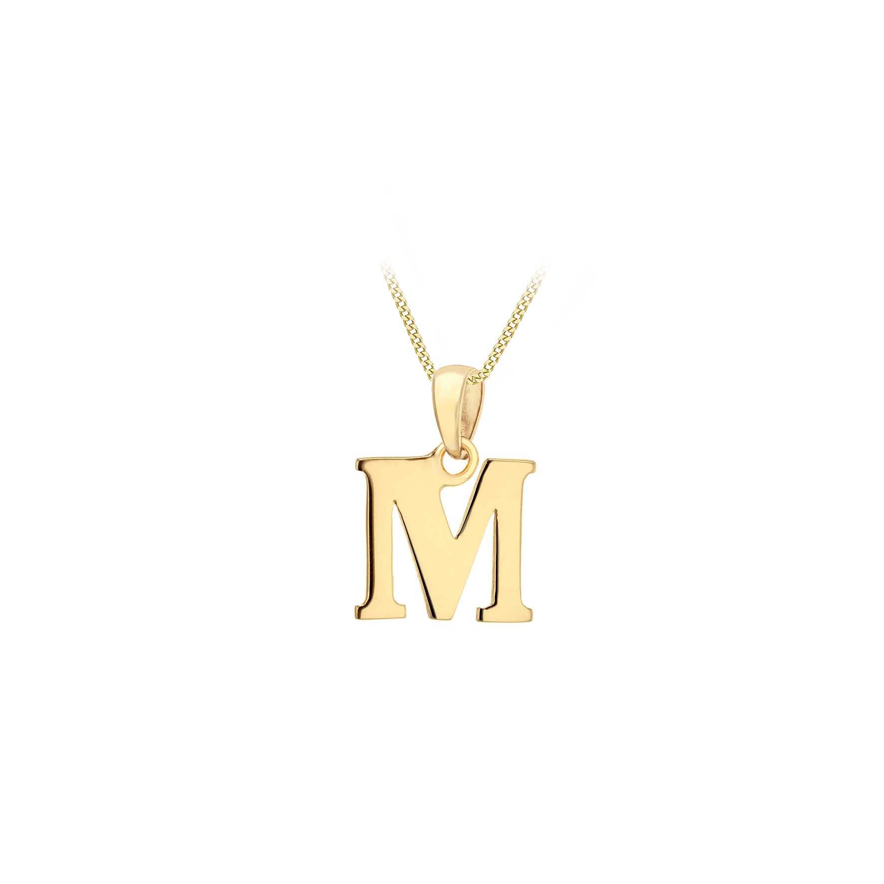 9ct Yellow Gold M Initial Pendant