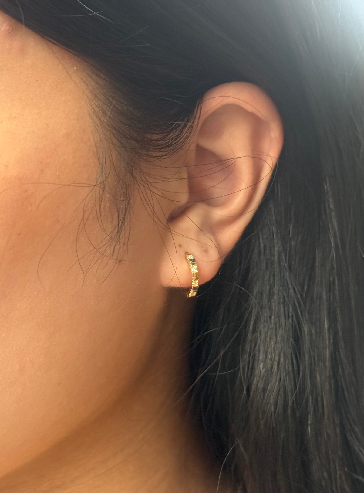 9ct Yellow Gold Flush Set Cz Hoops