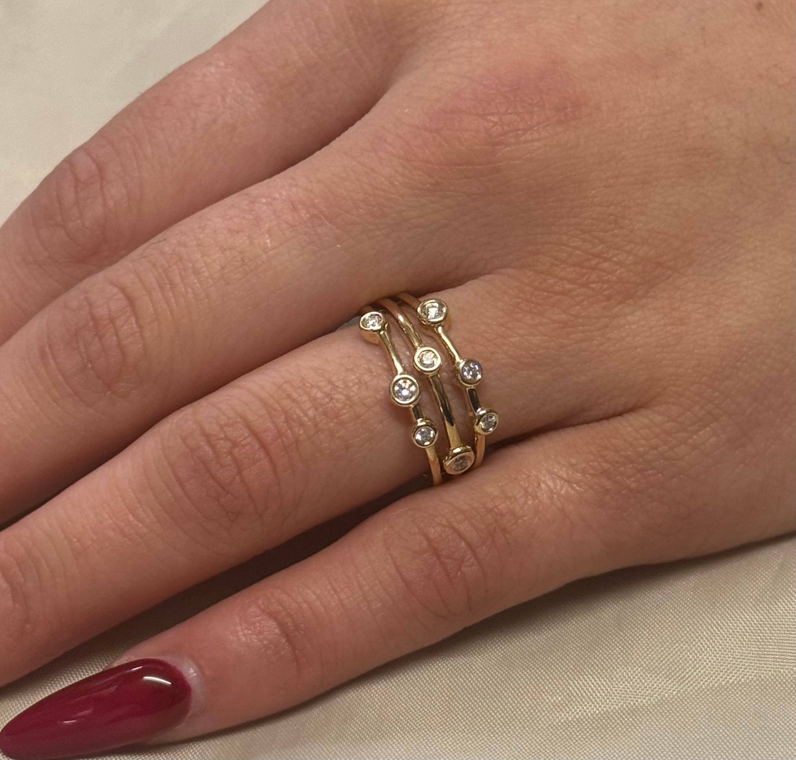 9K Yellow Gold Multistone Scattered Diamond Band