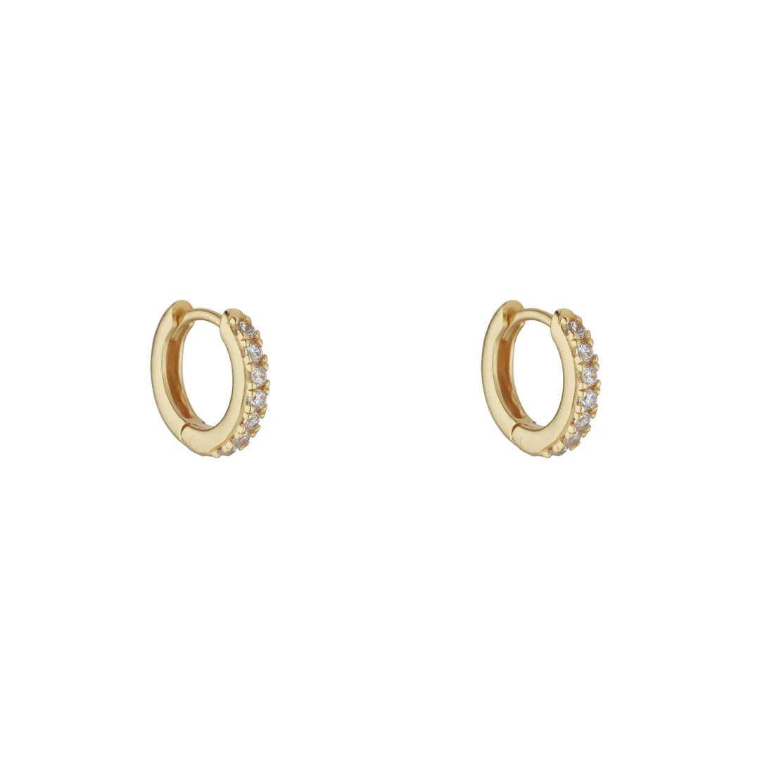 Gold Plated Sterling Silver Cz Hoop Earrings