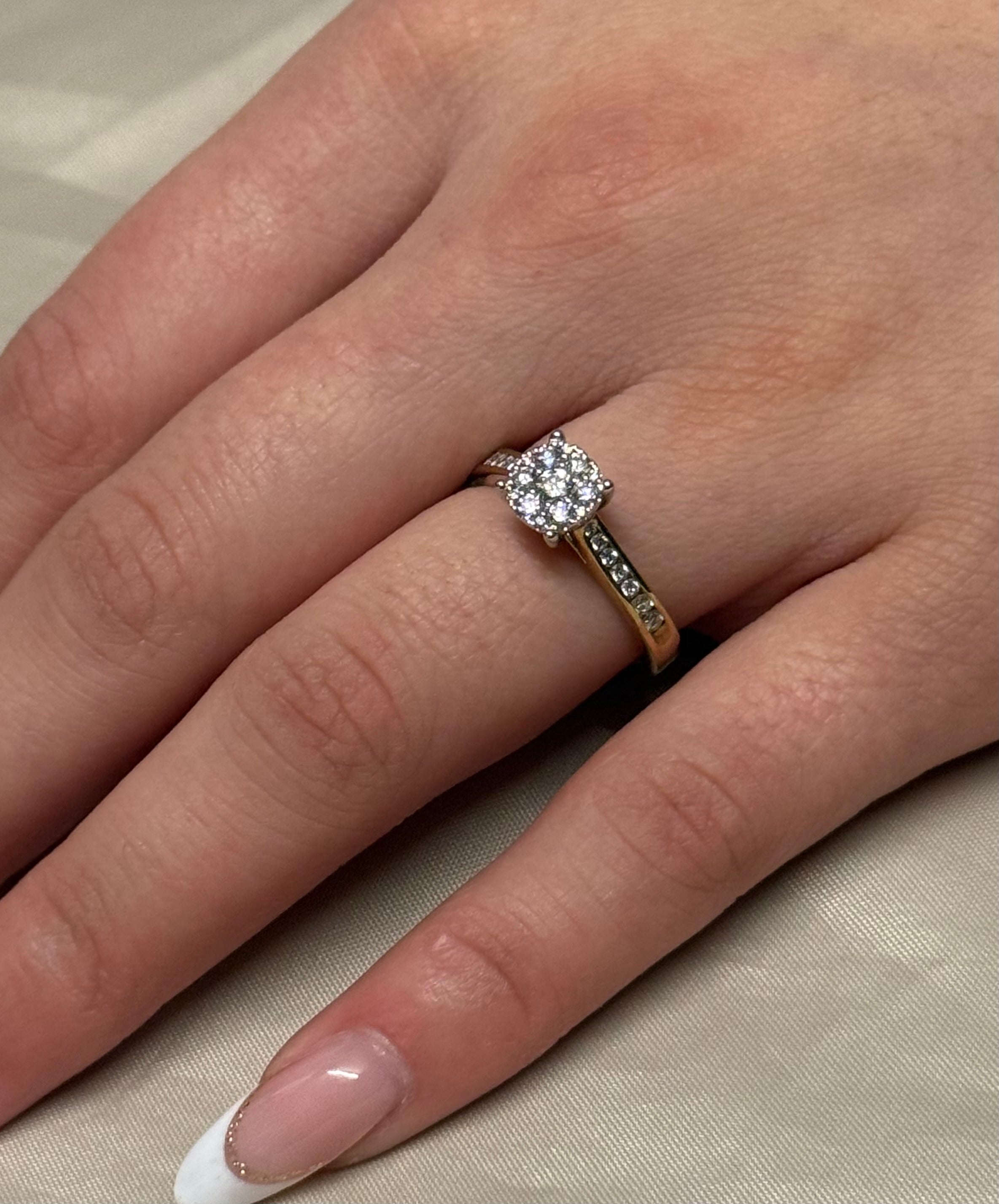 9K Yellow Gold 50pt Illusion Solitaire with Diamond Band