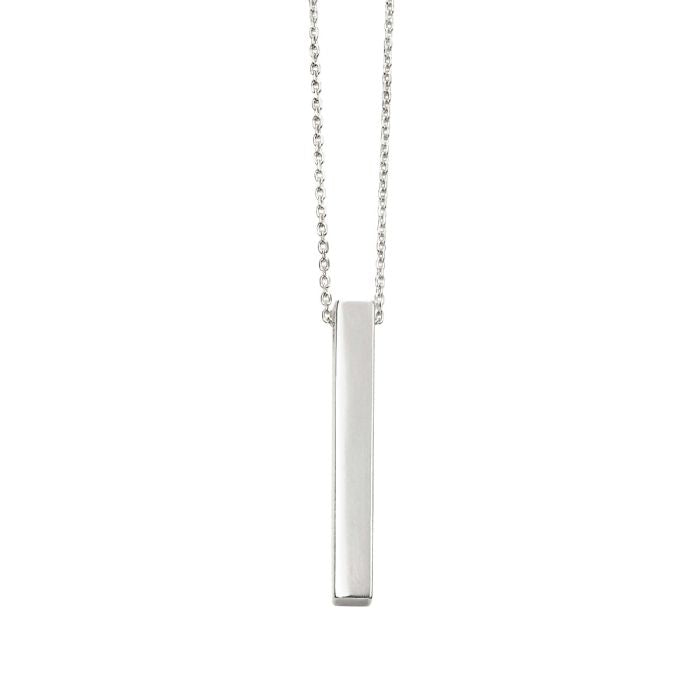 Sterling Silver Engravable Vertical Cube Bar Necklace