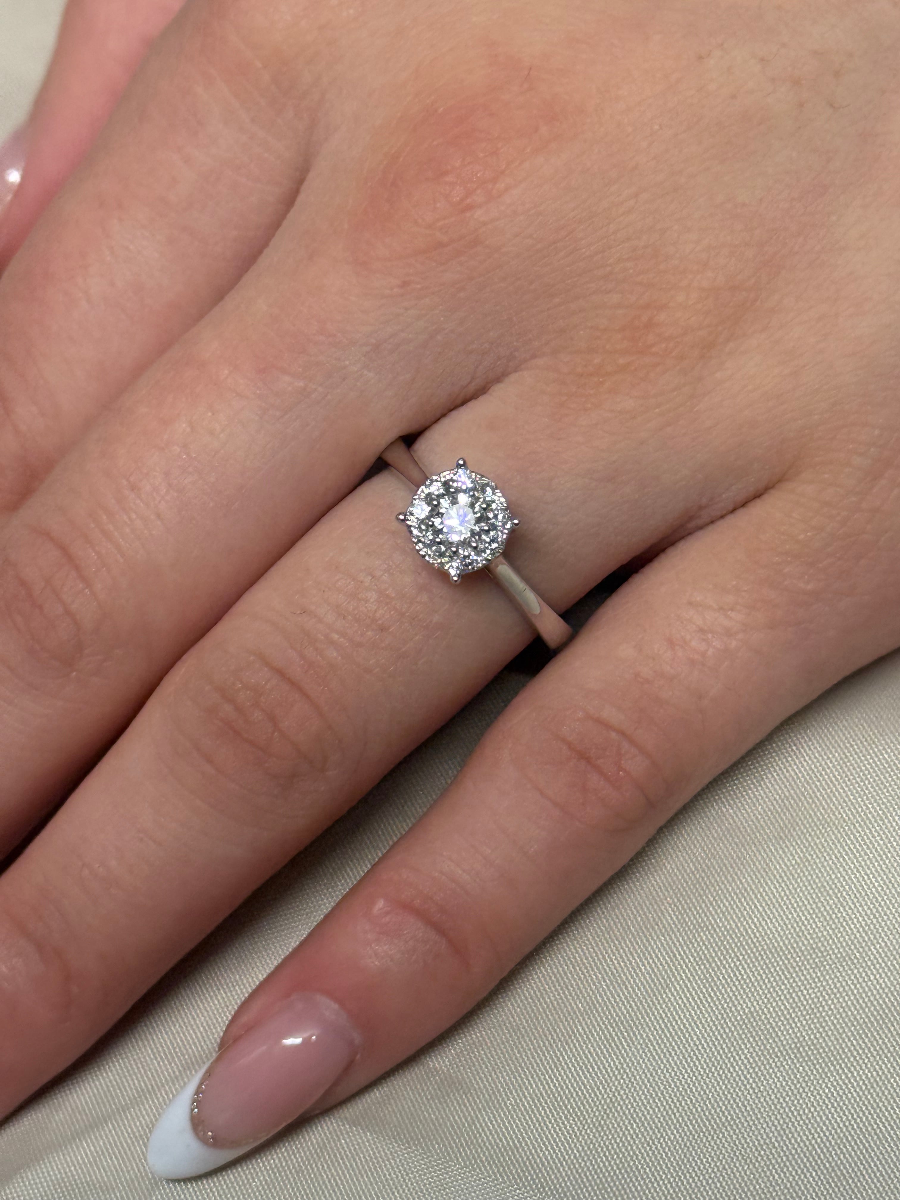 9K White Gold 50pt Illusion Solitaire Diamond Ring
