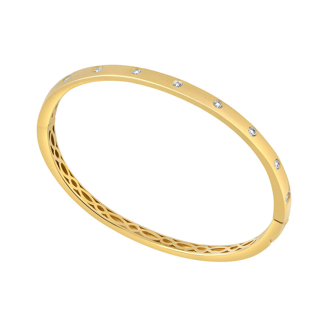 Gold Plated Inset CZ Bangle