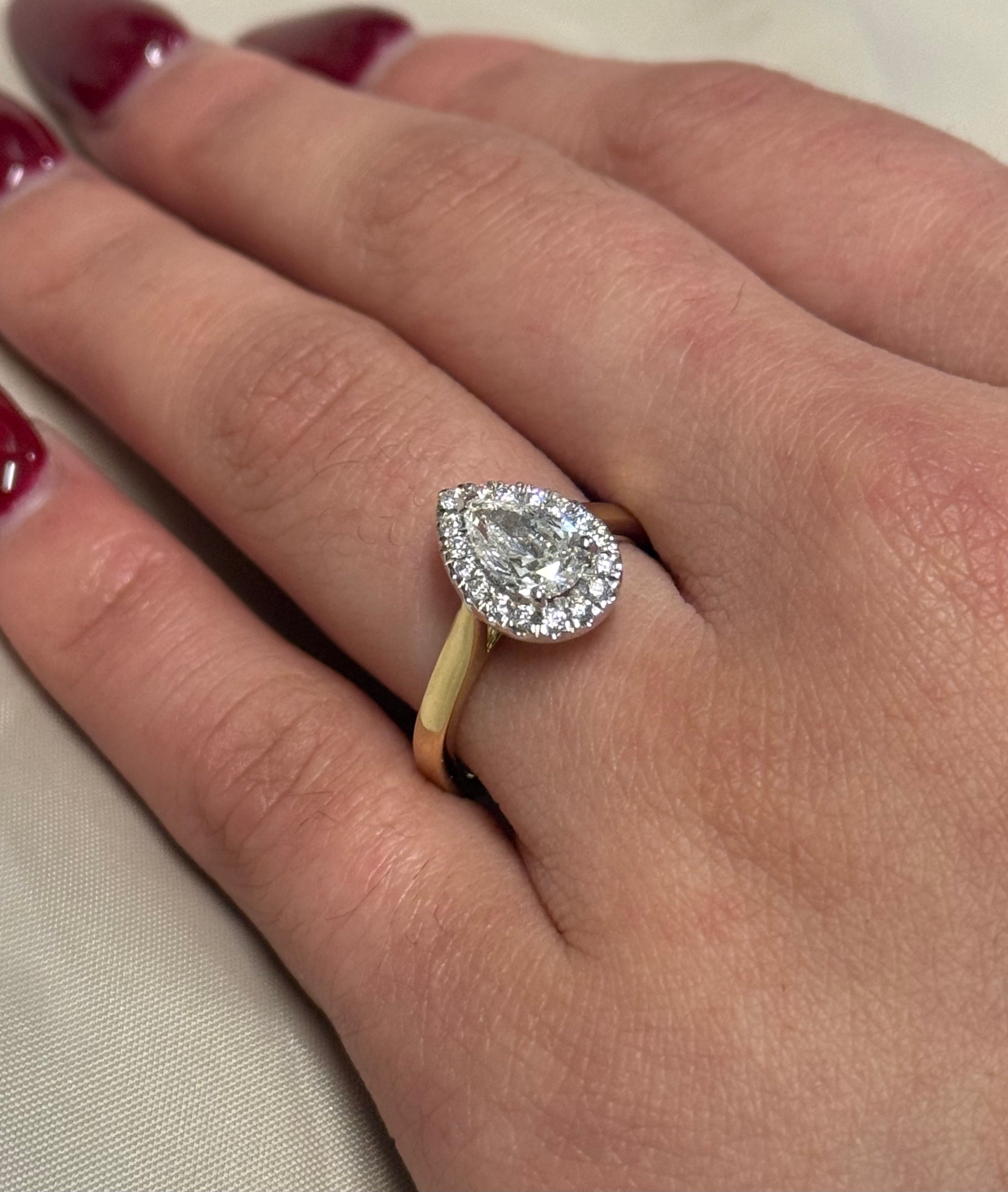 9K Yellow Gold Laboratory Grown Diamond Pear with Halo