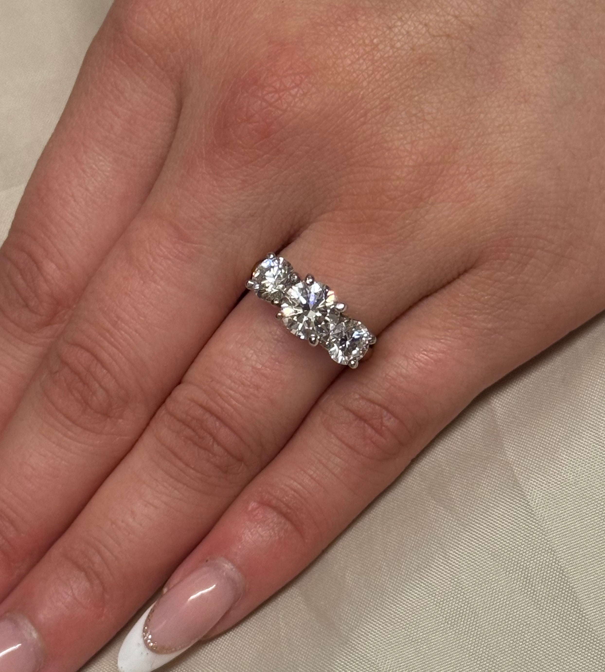 18K Yellow Gold 2.98ct Laboratory Grown Diamond Three Stone Ring