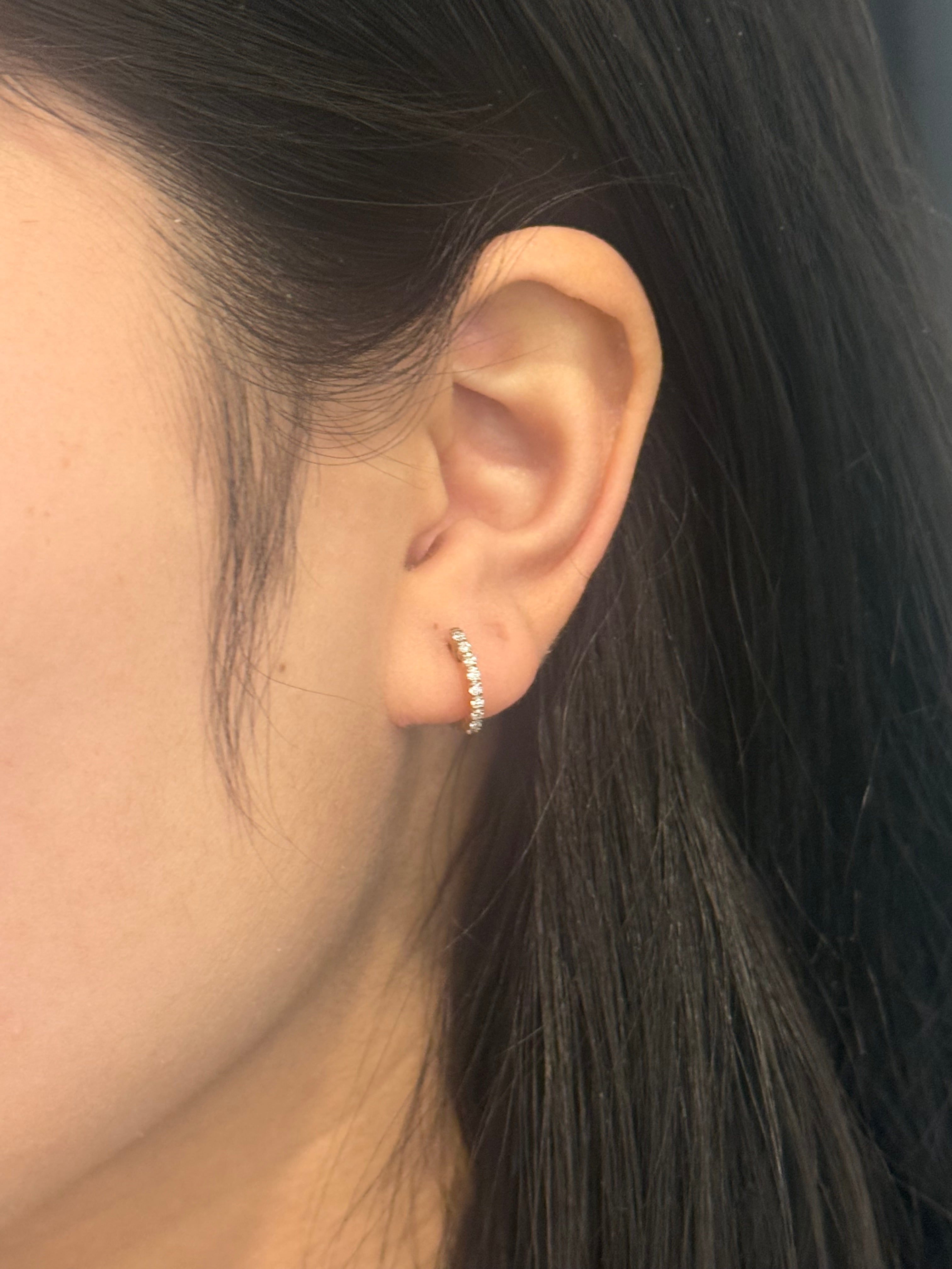 9ct Yellow Gold Diamond Hoop Earrings