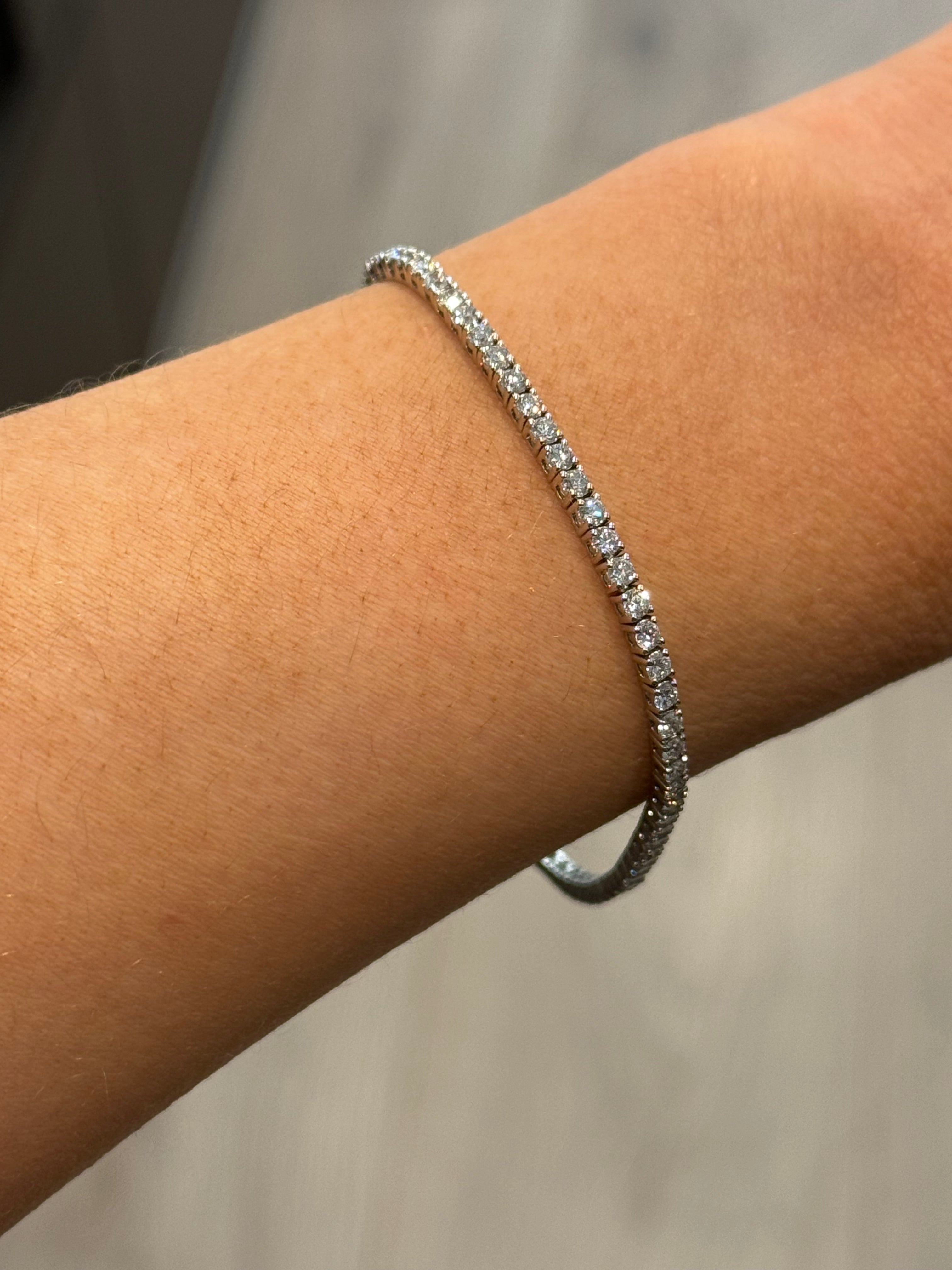 9K White Gold 3ct Laboratory Grown Diamond Tennis Bracelet
