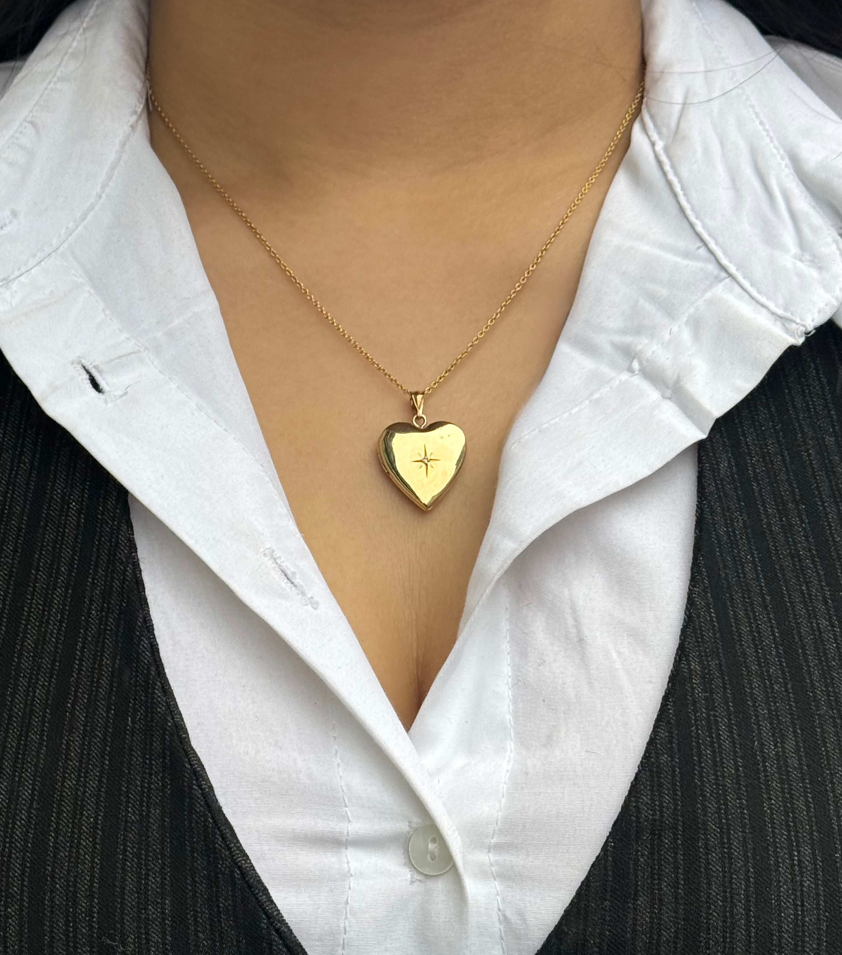 9ct Yellow Gold Heart CZ Locket