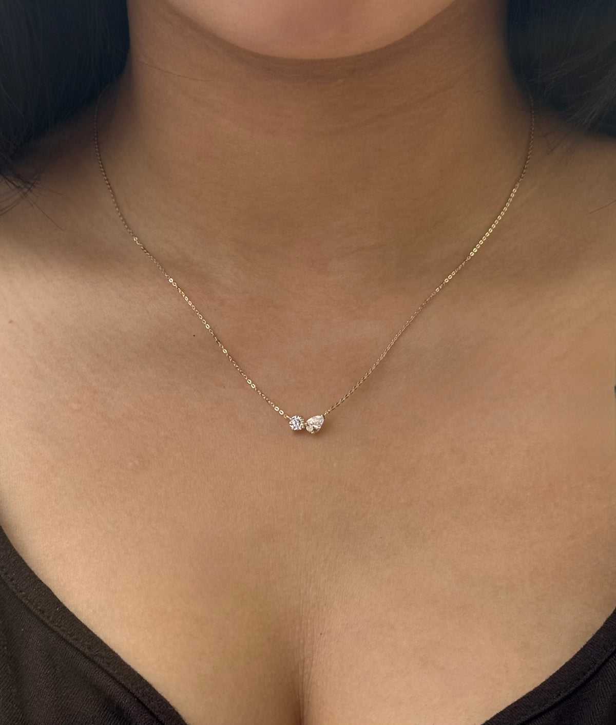 9ct Yellow Gold CZ Moi & Toi Pendant