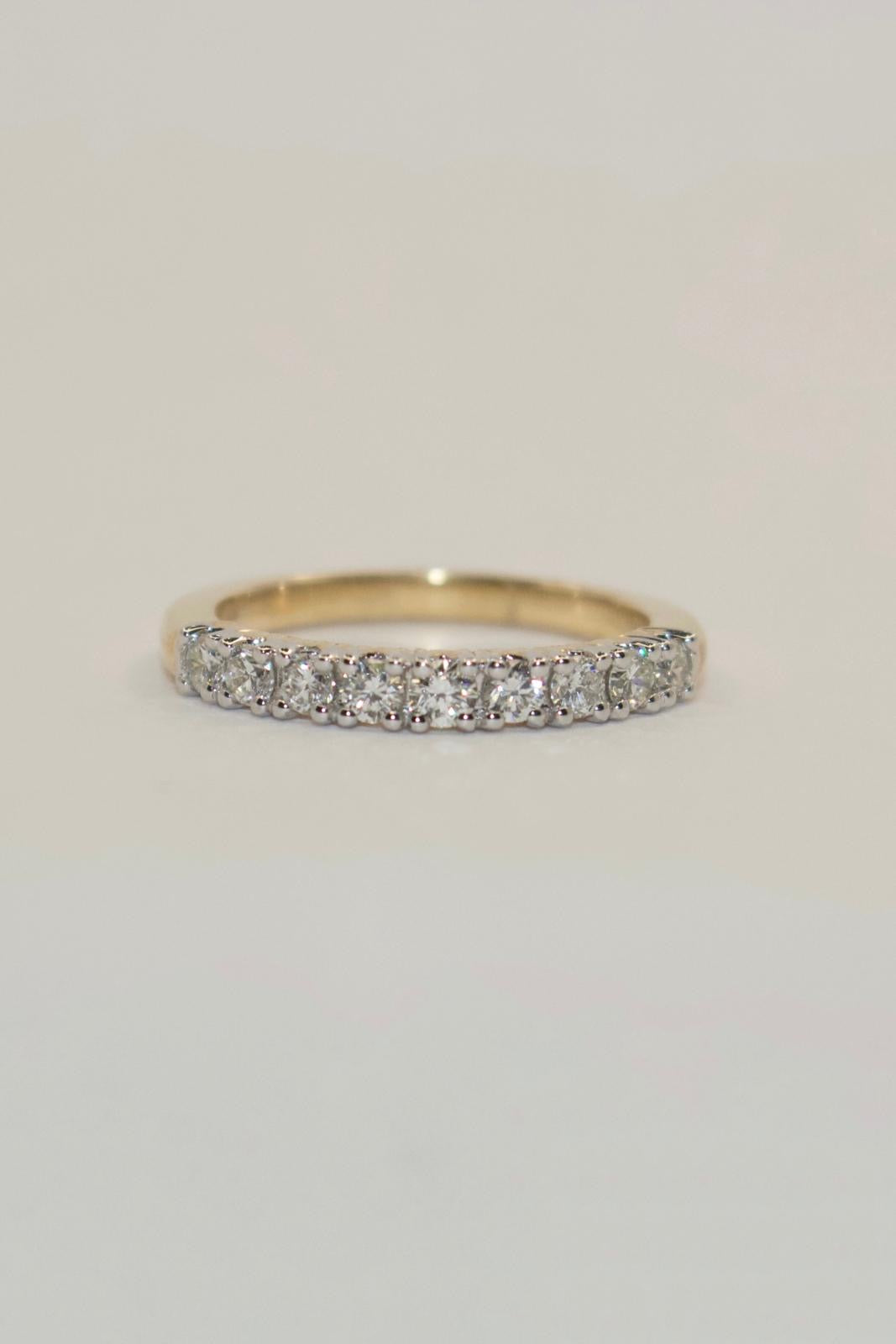 9K Yellow Gold 9 Stone Diamond Band