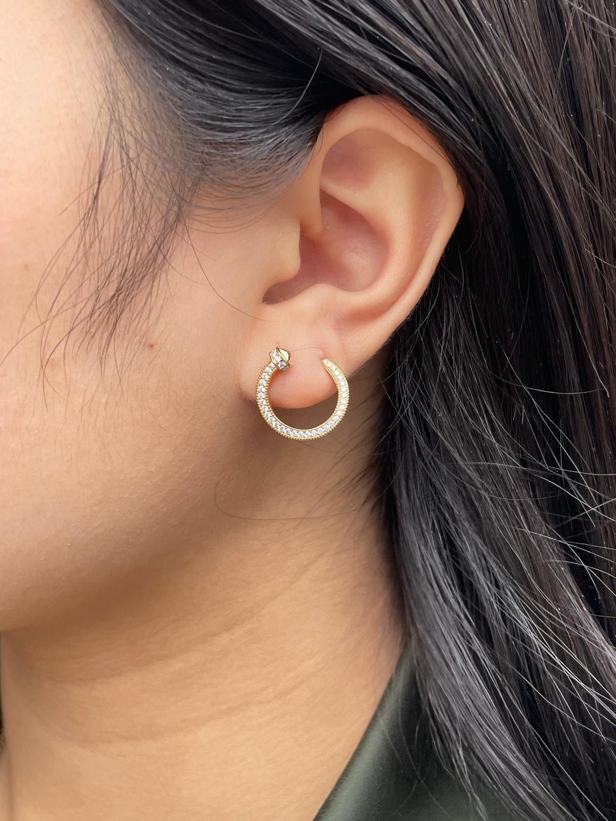 Gold Plated Sterling Silver Cz Nail Stud Earrings