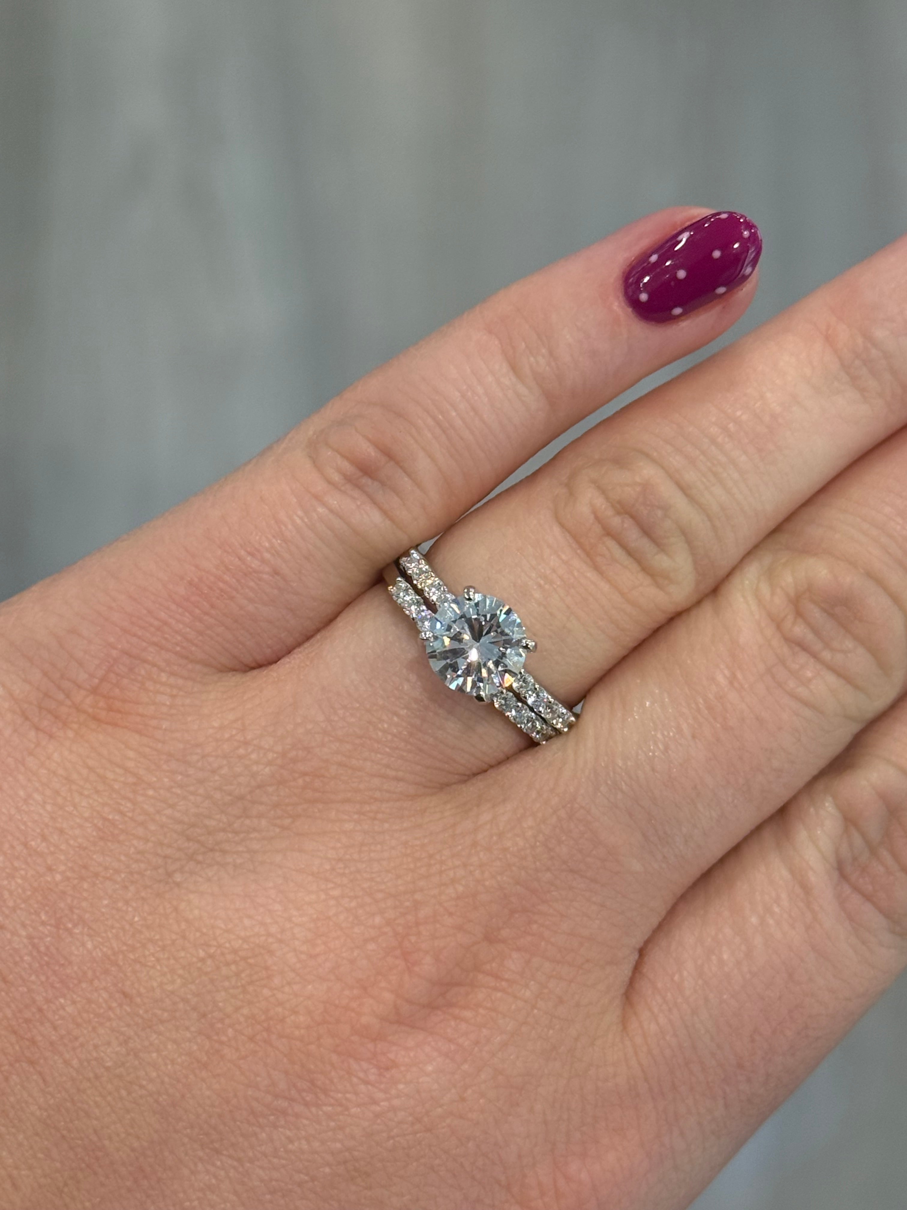 Sterling Silver Round CZ Solitaire with CZ Band Set