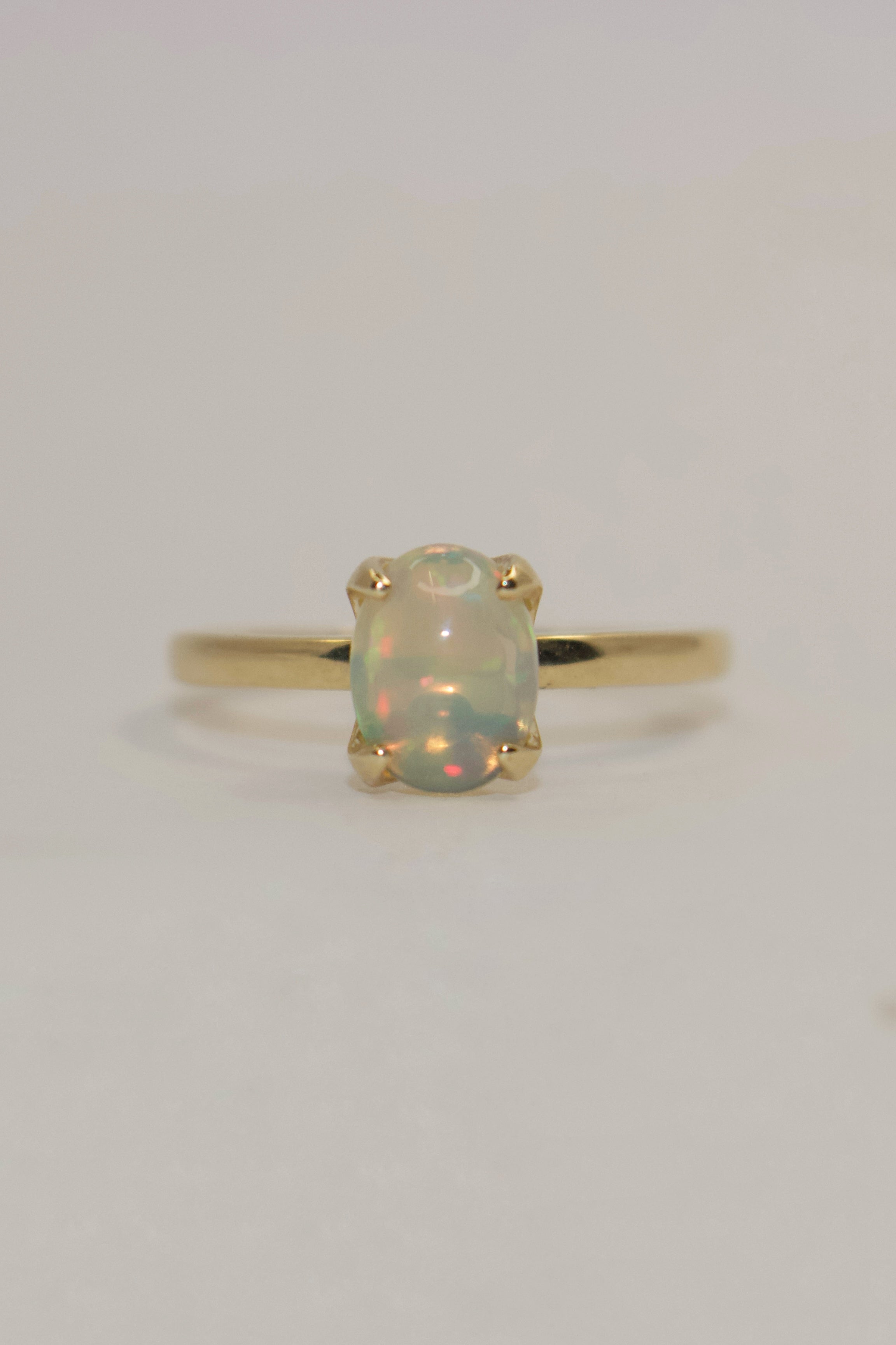 9K Yellow Gold Opal Solitaire