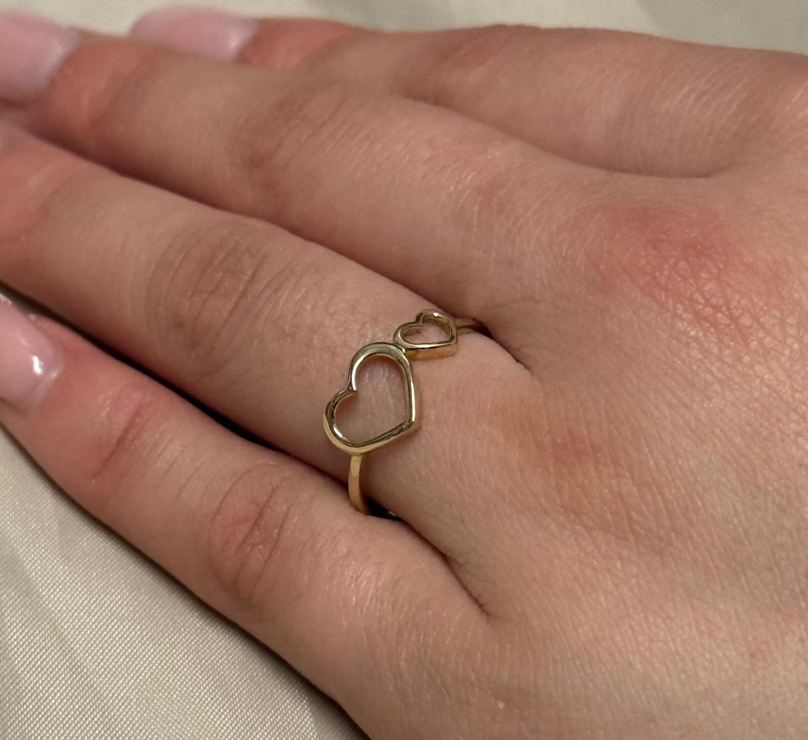 9K Yellow Gold Double Open Heart Ring