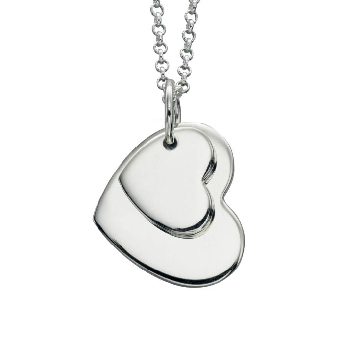 Sterling Silver Engravable Big Heart Mini Heart Necklace