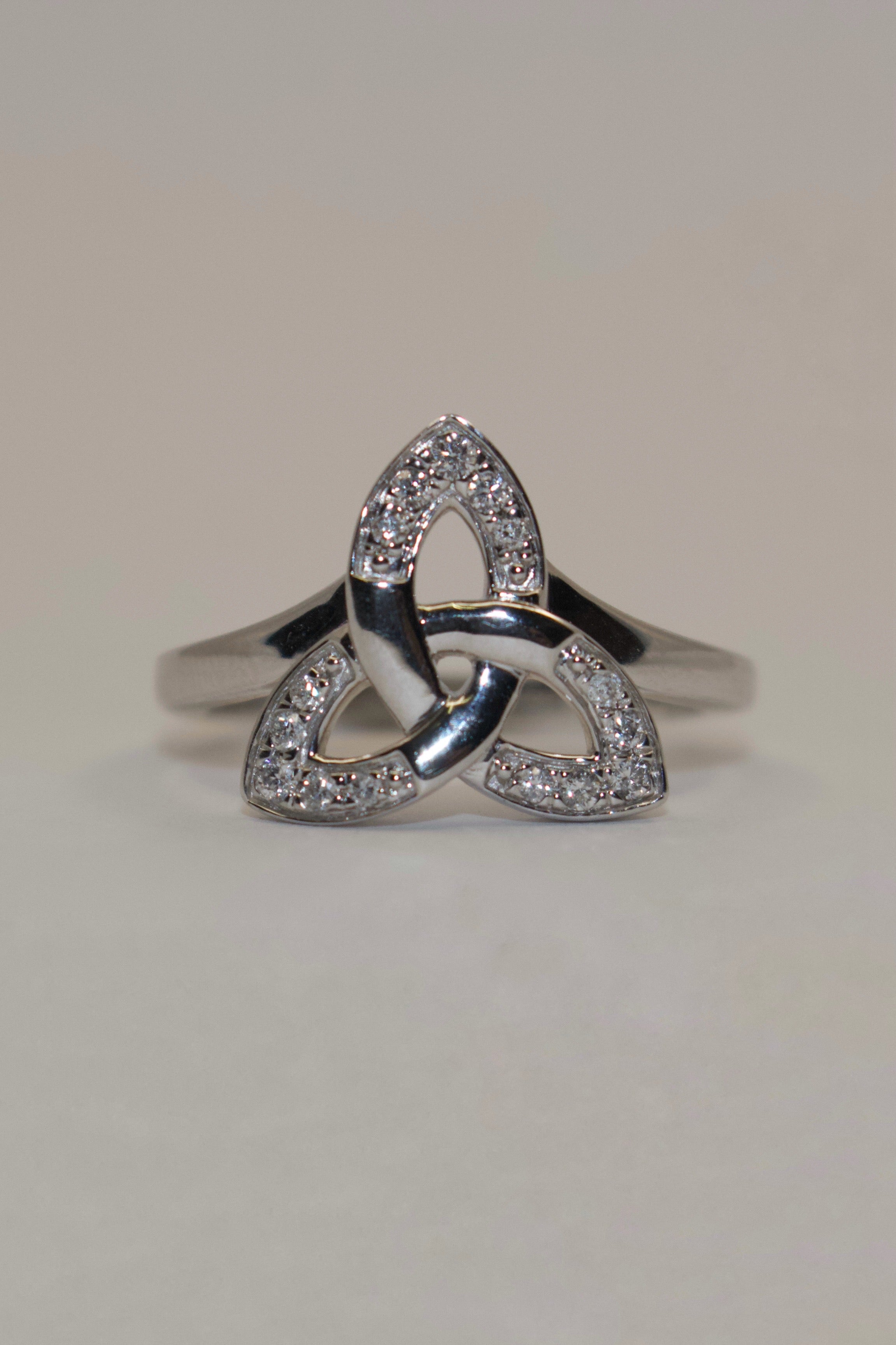 9K White Gold Diamond Trinity Ring