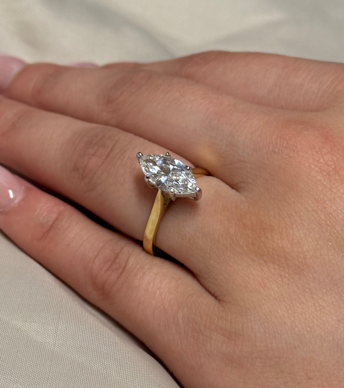 18K Yellow Gold 2.03ct Laboratory Grown Marquise Solitaire Ring