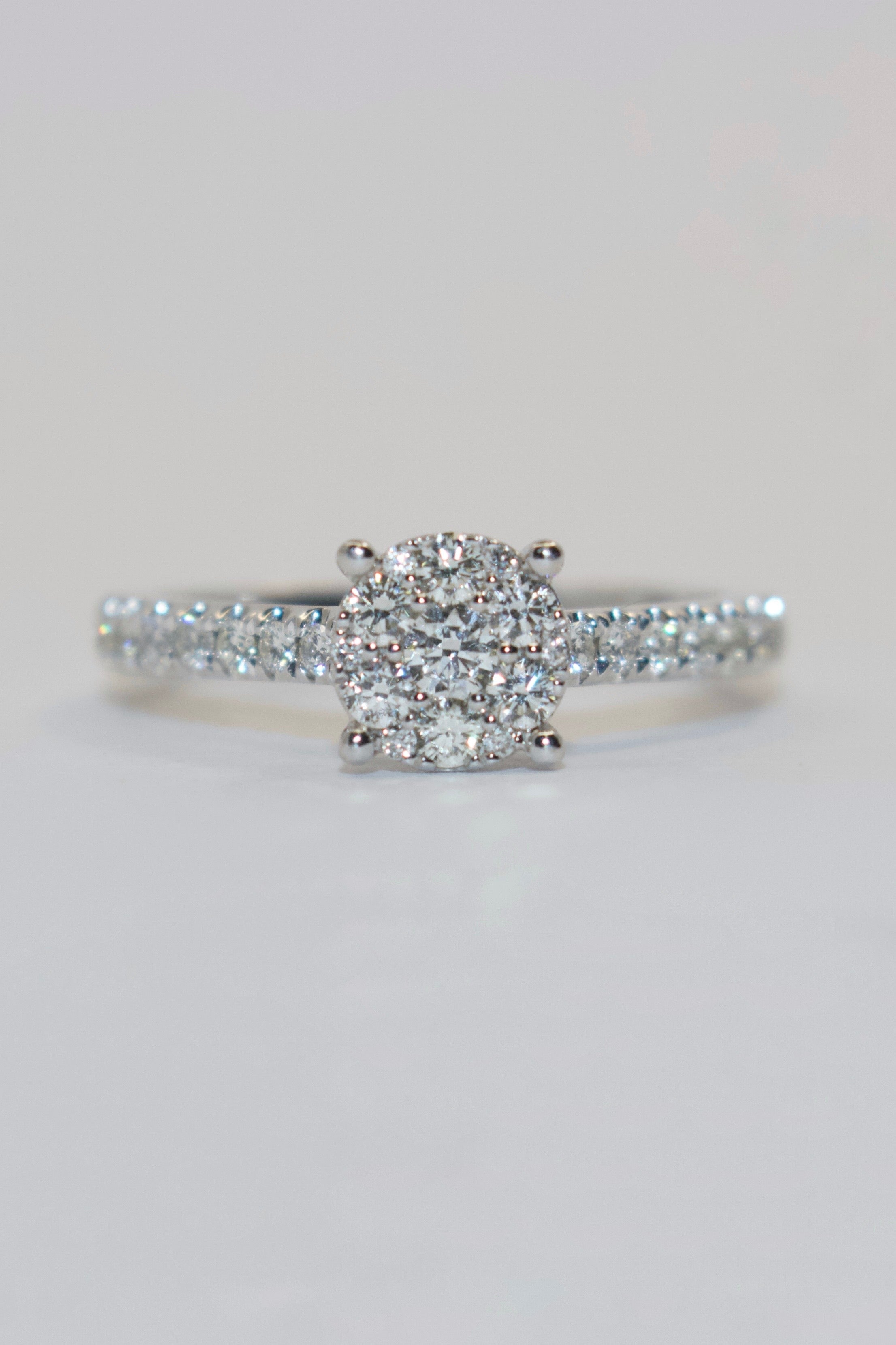 9K White Gold 50pt Illusion Solitaire With Diamond Band