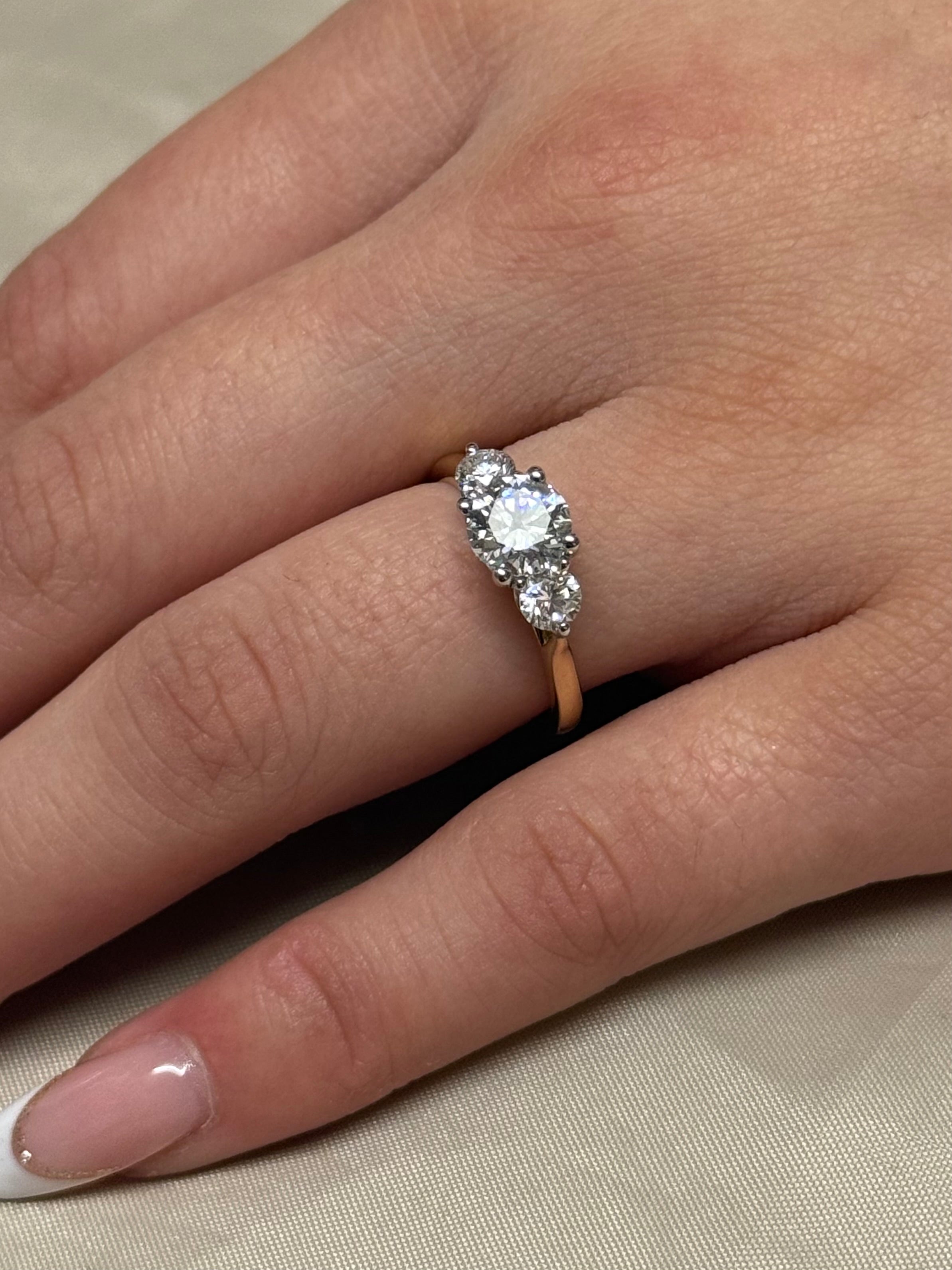 9K Yellow Gold 1.50ct Three Stone Laboratory Grown Diamond Ring