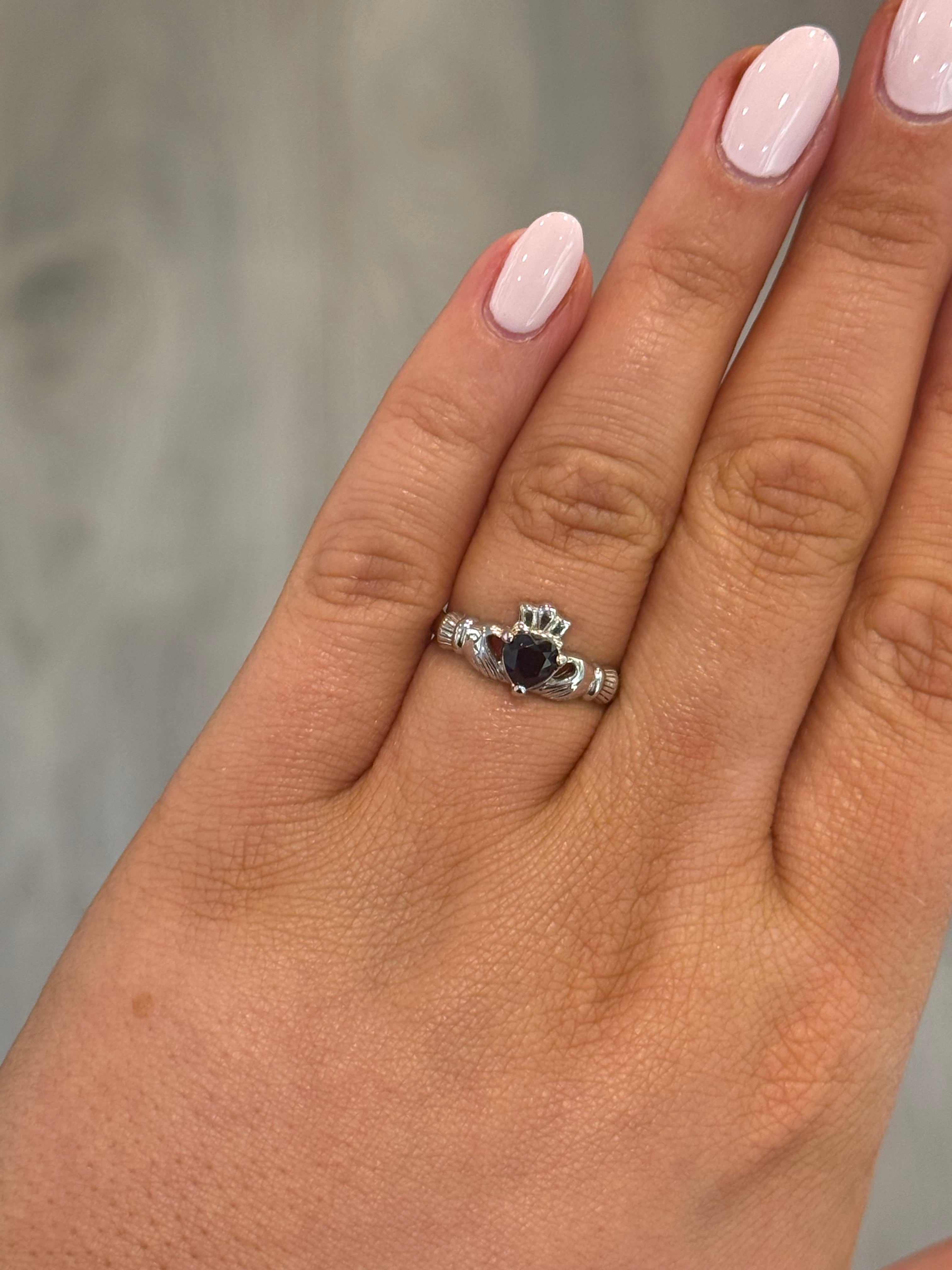 Sterling Silver September Birthstone Claddagh