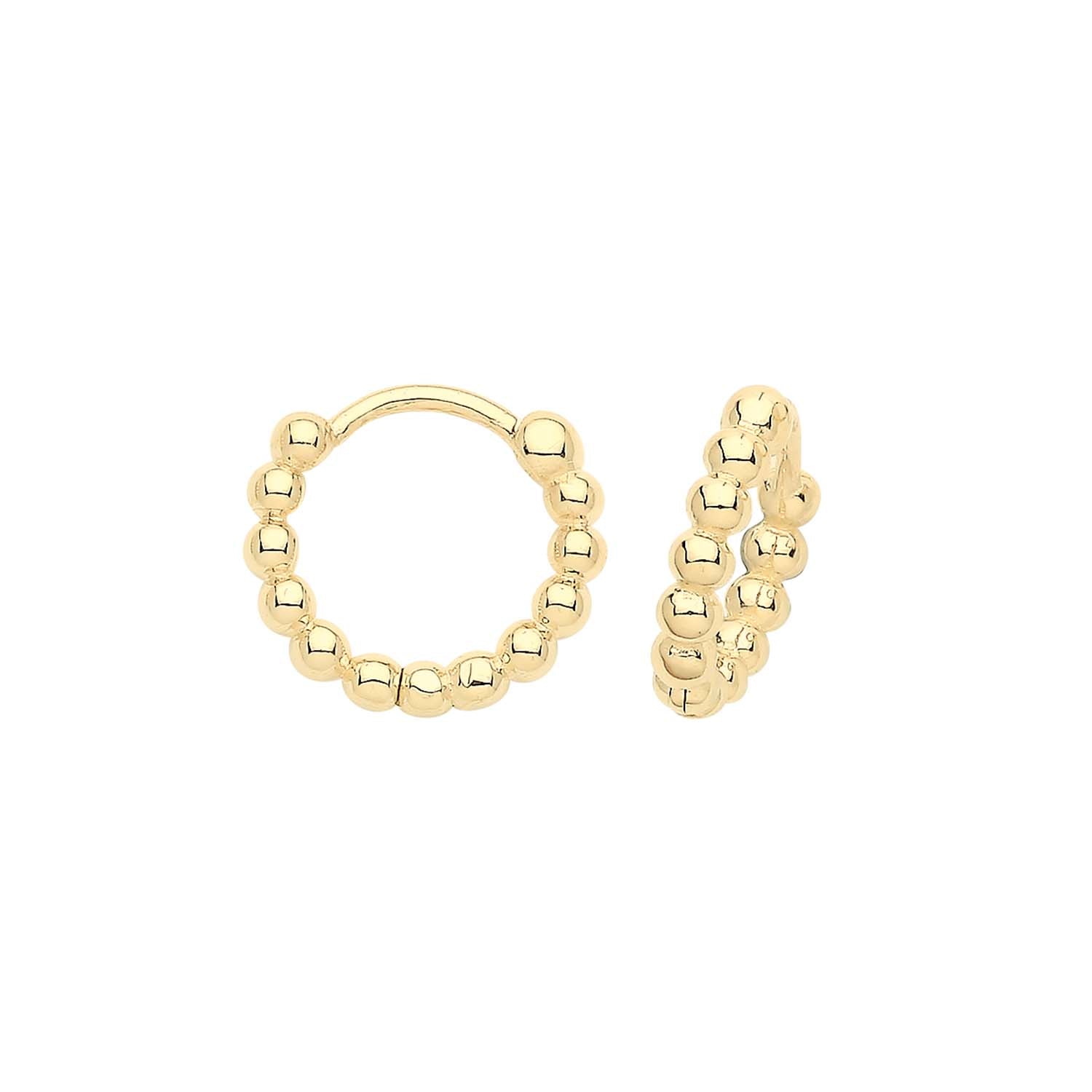 9ct Yellow Gold Beaded Hoops