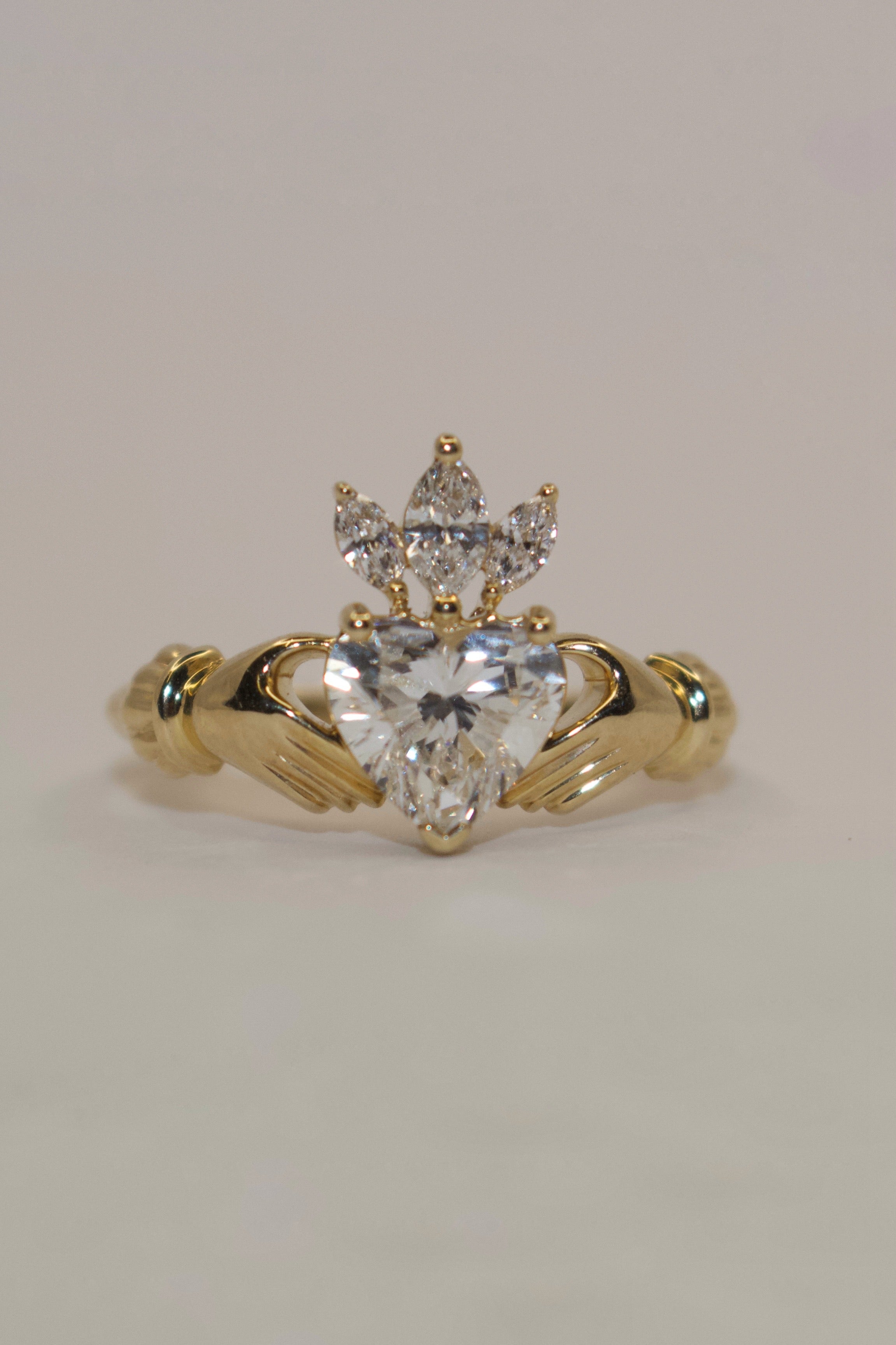 9K Yellow Gold Laboratory Grown Diamond Claddagh Ring
