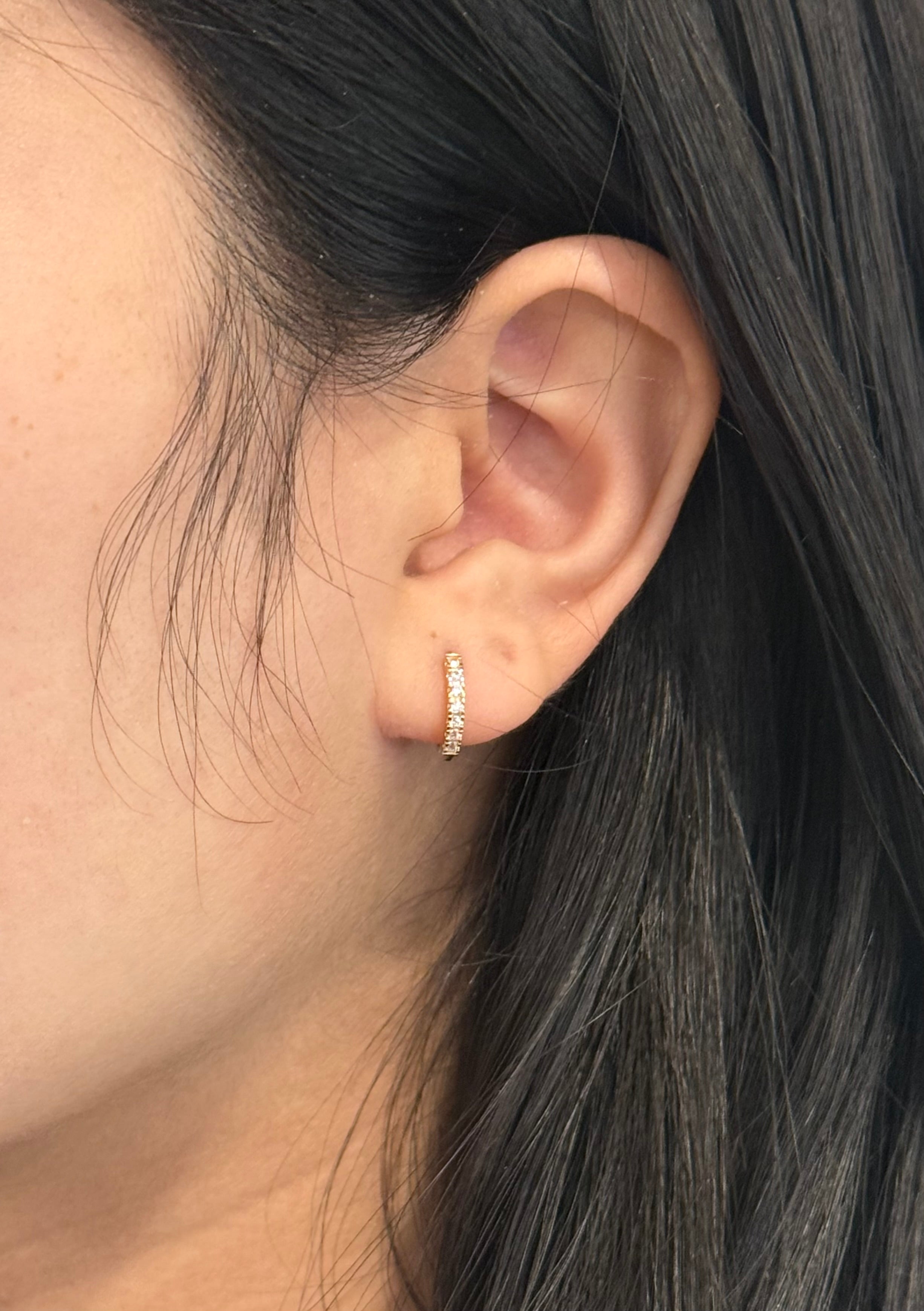 9ct Yellow Gold Claw Set CZ Hoops