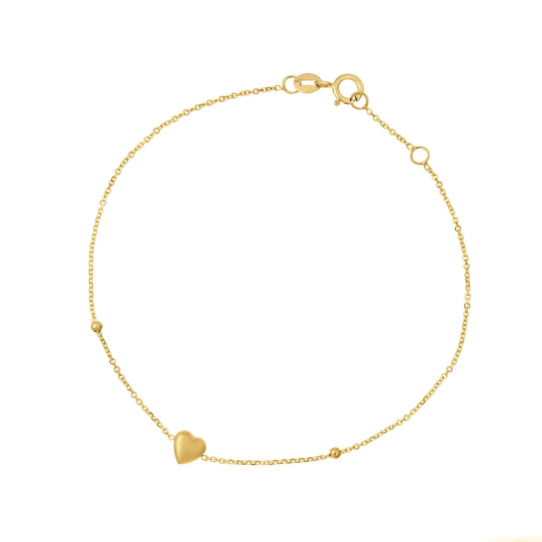 9ct Yellow Gold Dainty Heart Bracelet