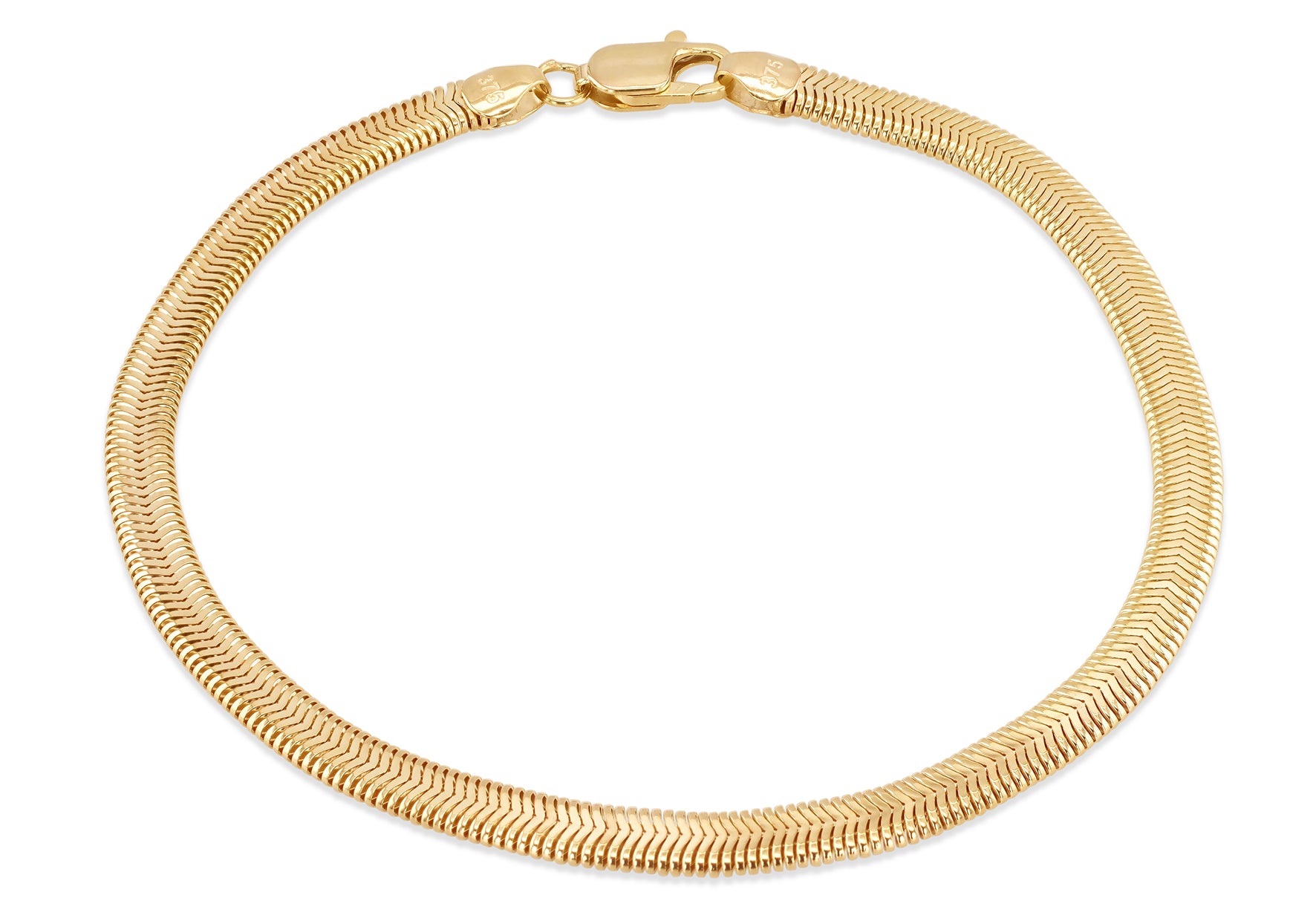 9ct Yellow Gold Flat Snake Bracelet