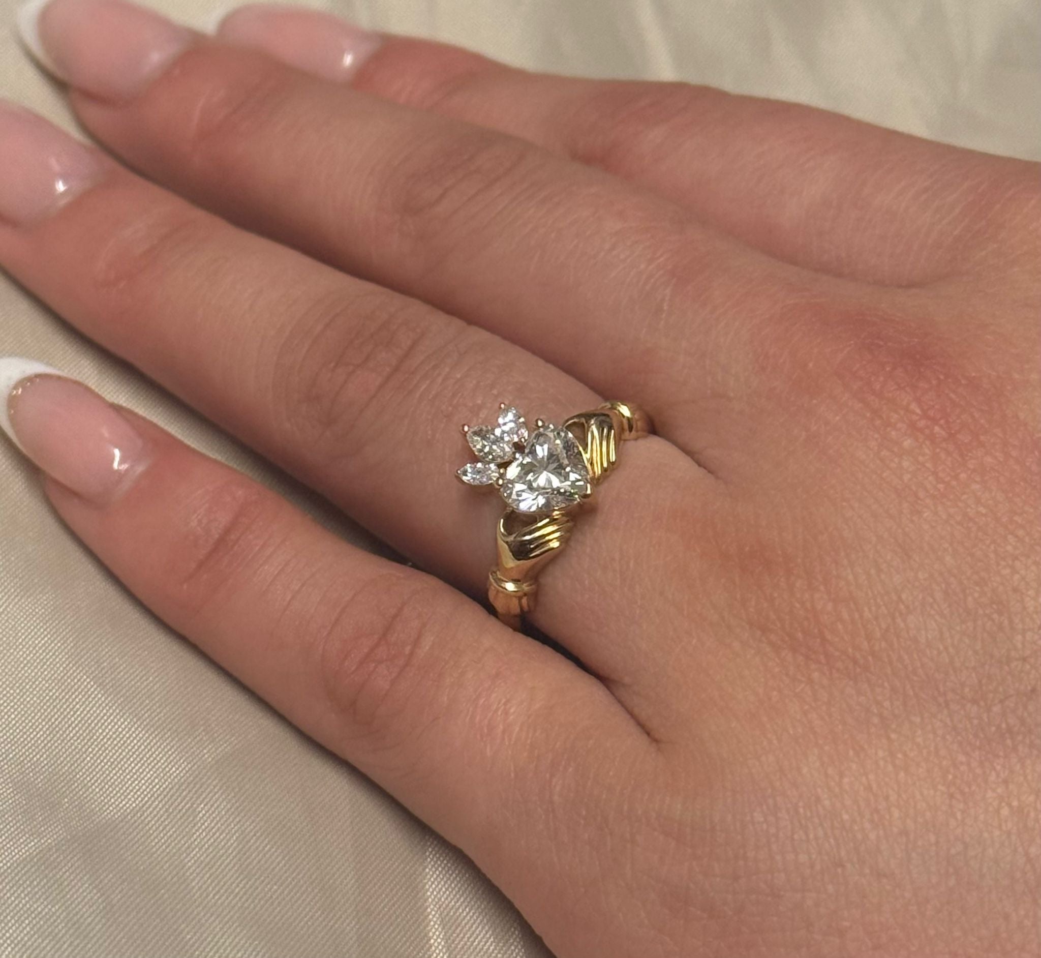 9K Yellow Gold Laboratory Grown Diamond Claddagh Ring
