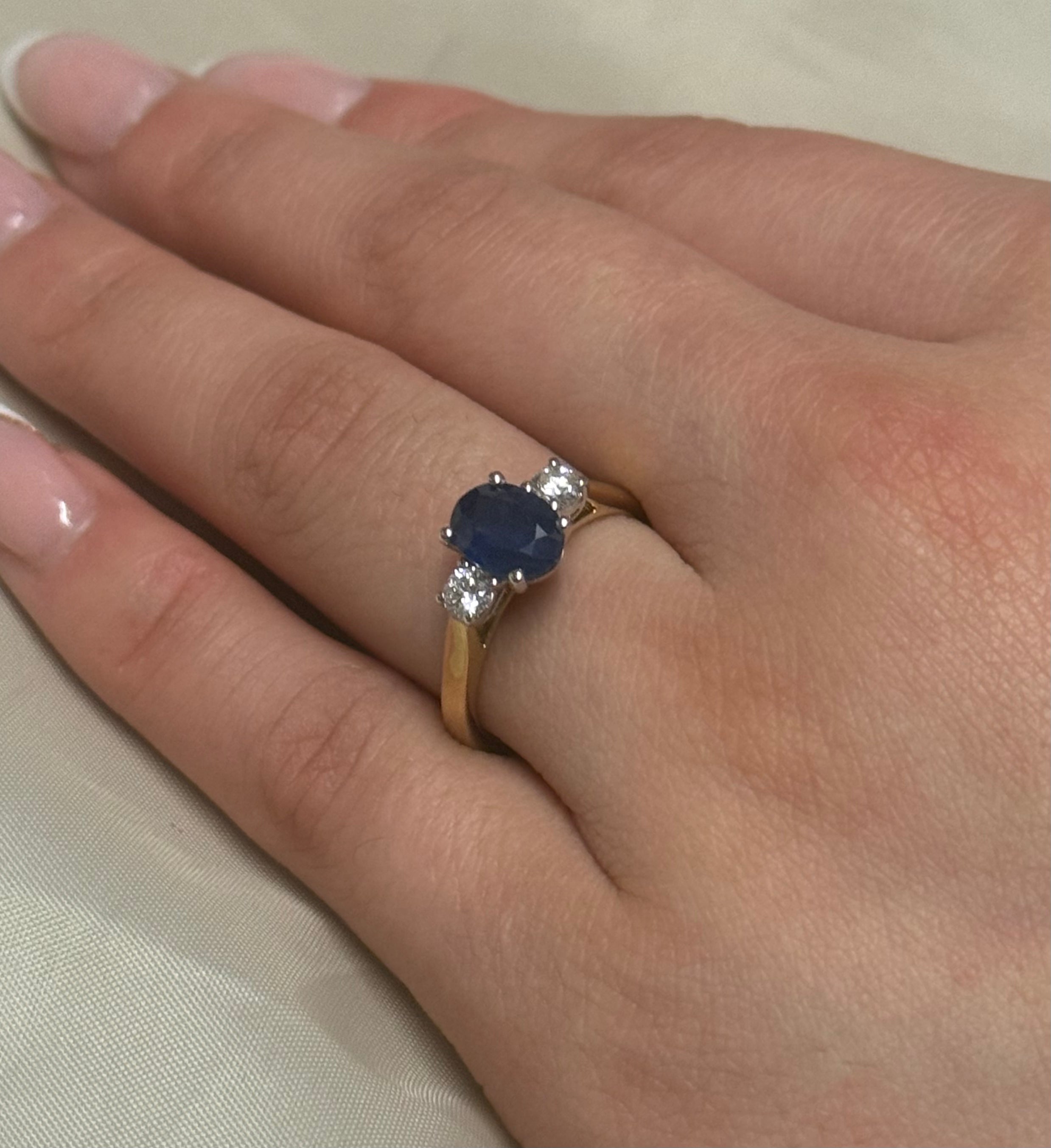 9ct Yellow Gold Oval Sapphire and Diamond Ring