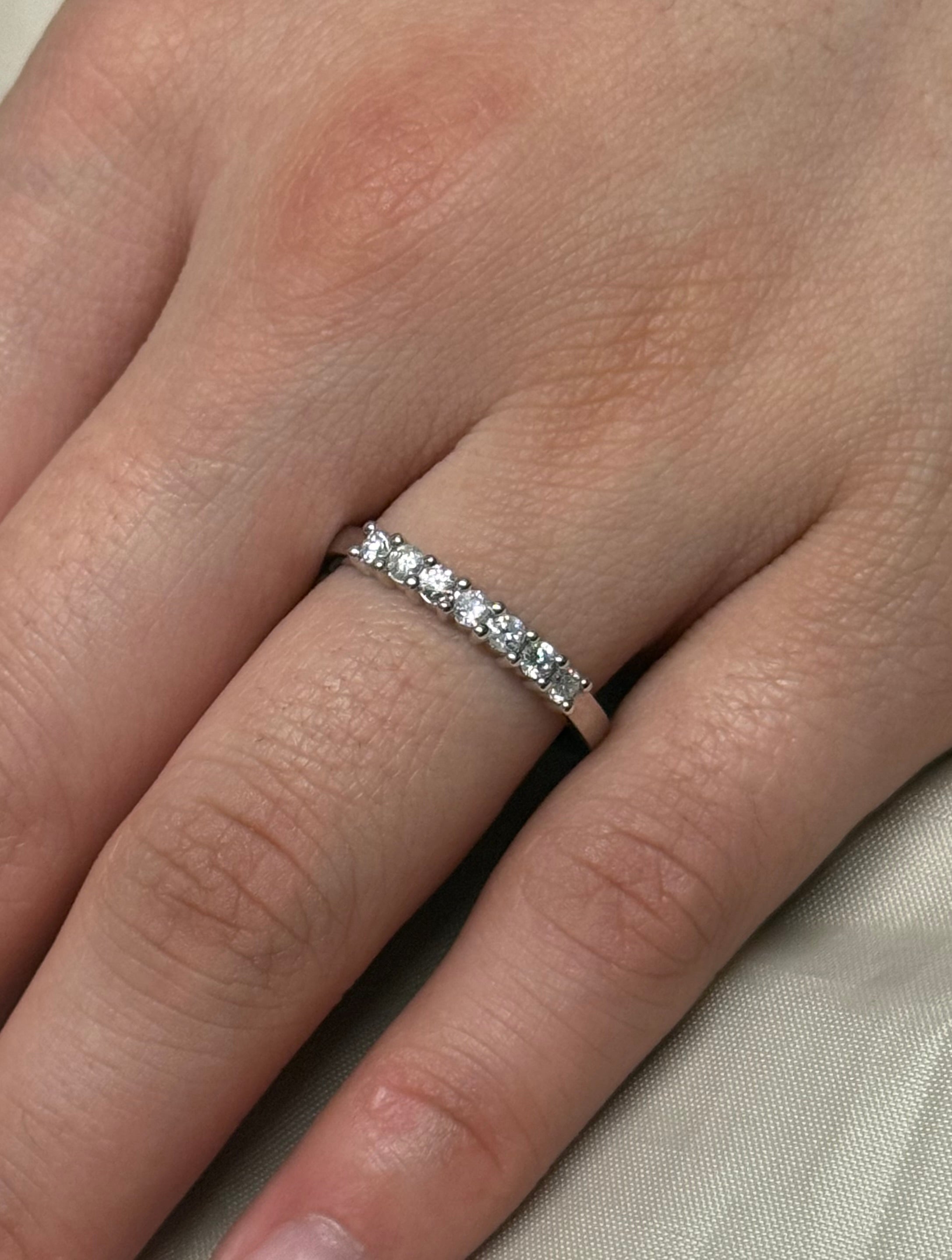 9K White Gold Seven Stone Diamond Ring