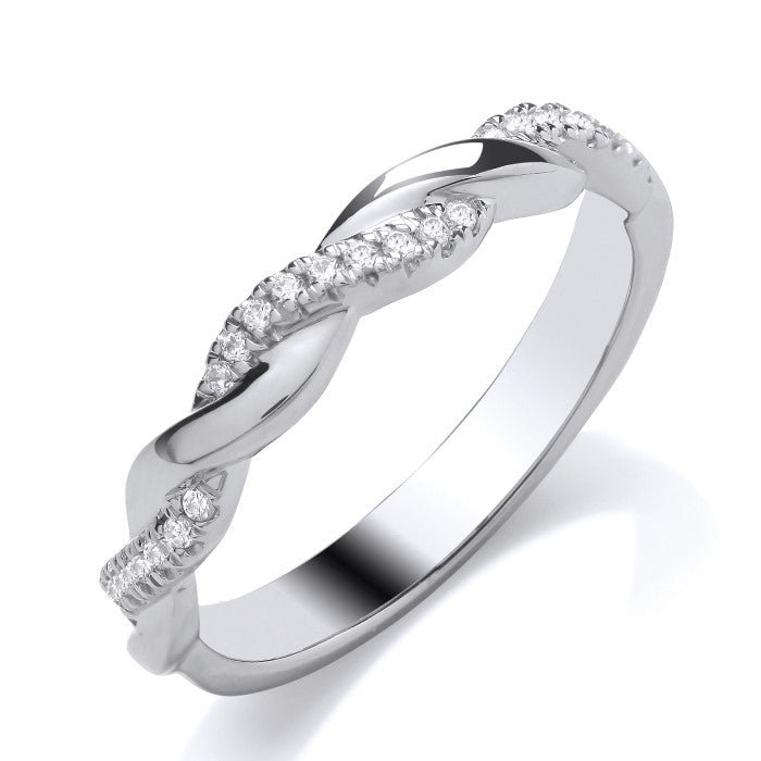 9k White Gold Twist Diamond Band