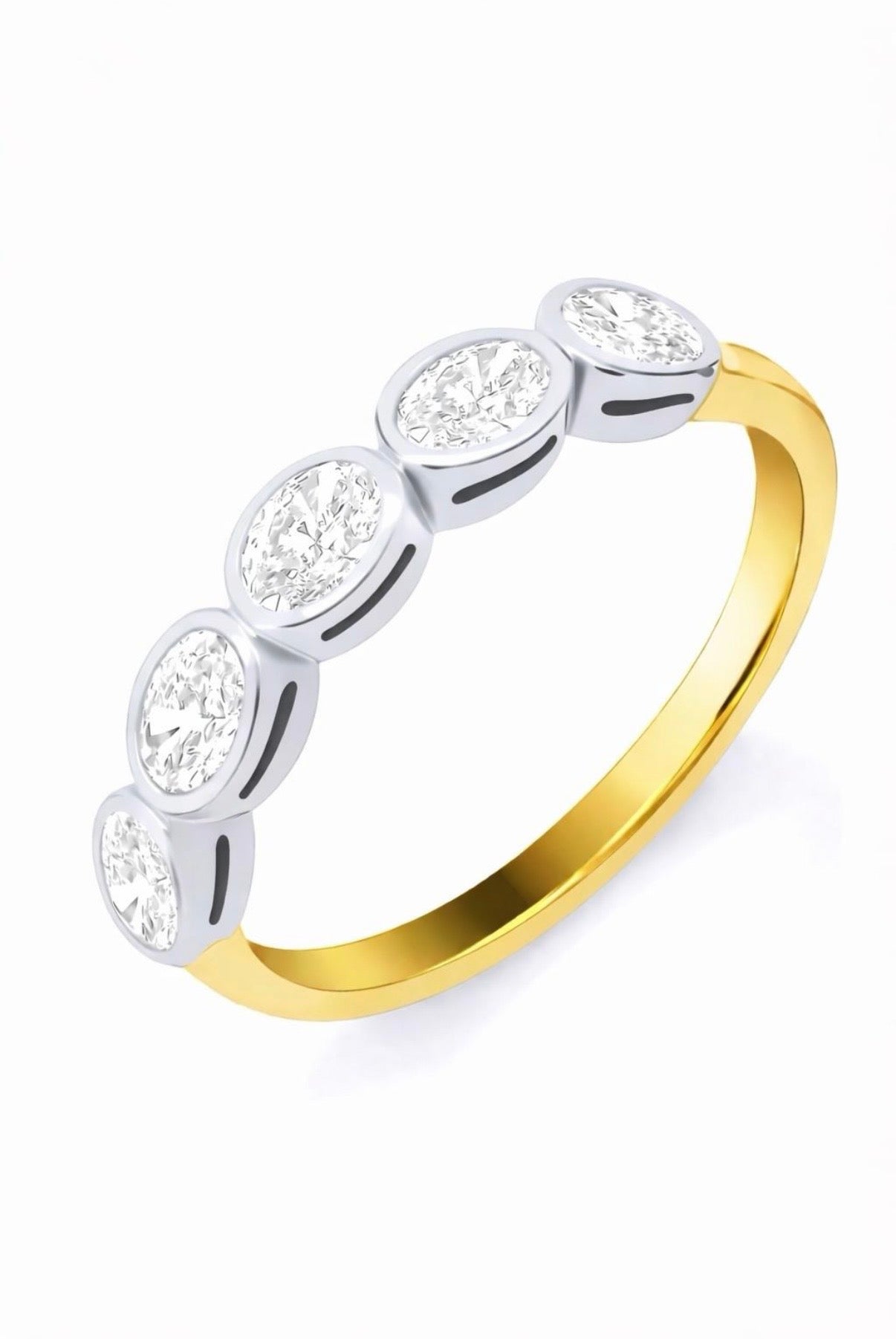 18k Yellow Gold Five Stone Oval Diamond Eternity Ring