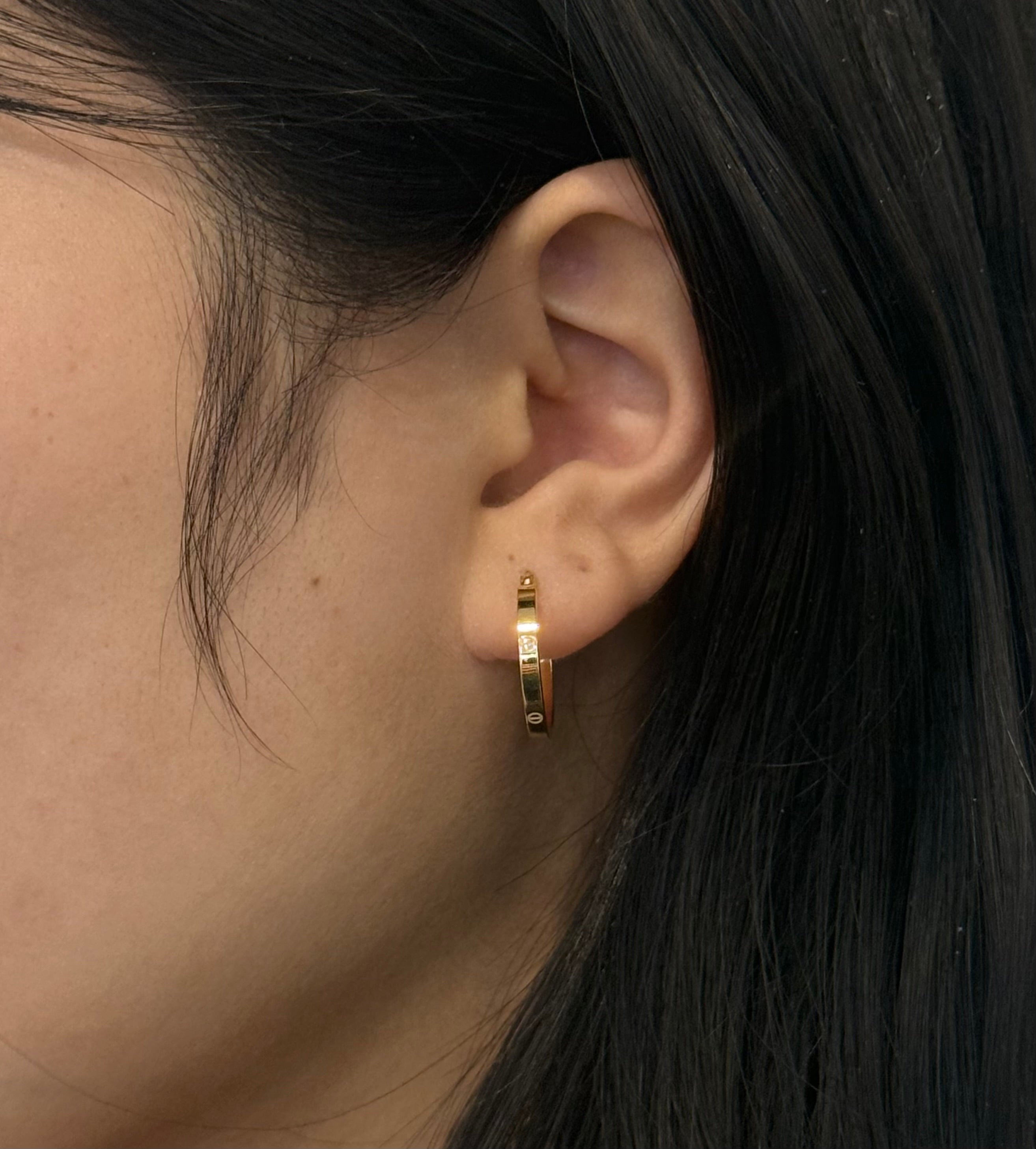 9ct Yellow Gold Screw Detail Hoop Earrings