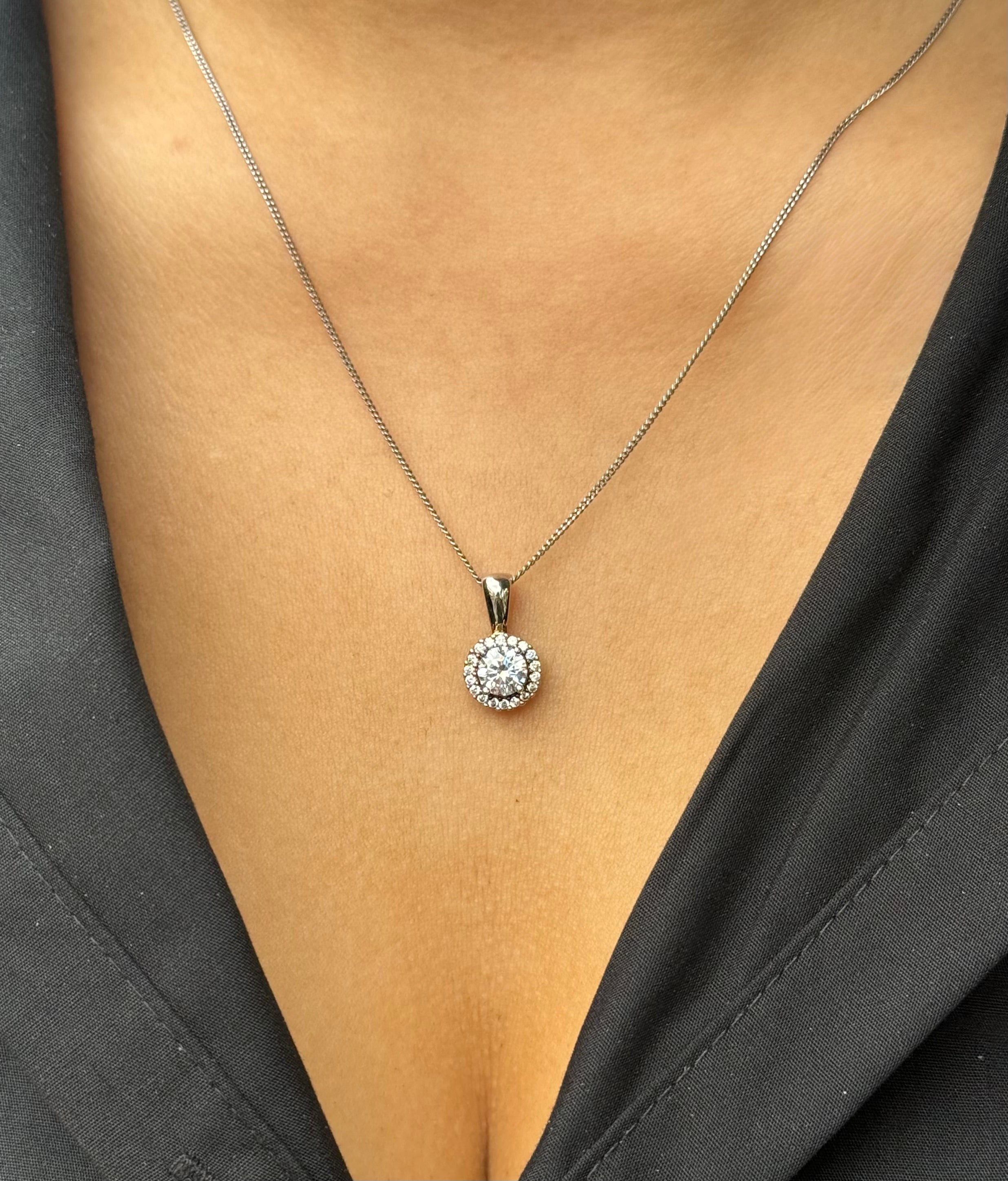Sterling Silver Round Cz Halo Pendant