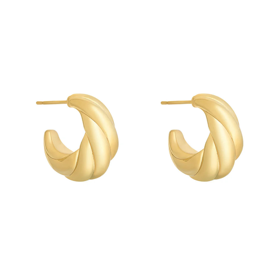 Gold Plated Sterling Silver Chunky Twist Hoop Earrings