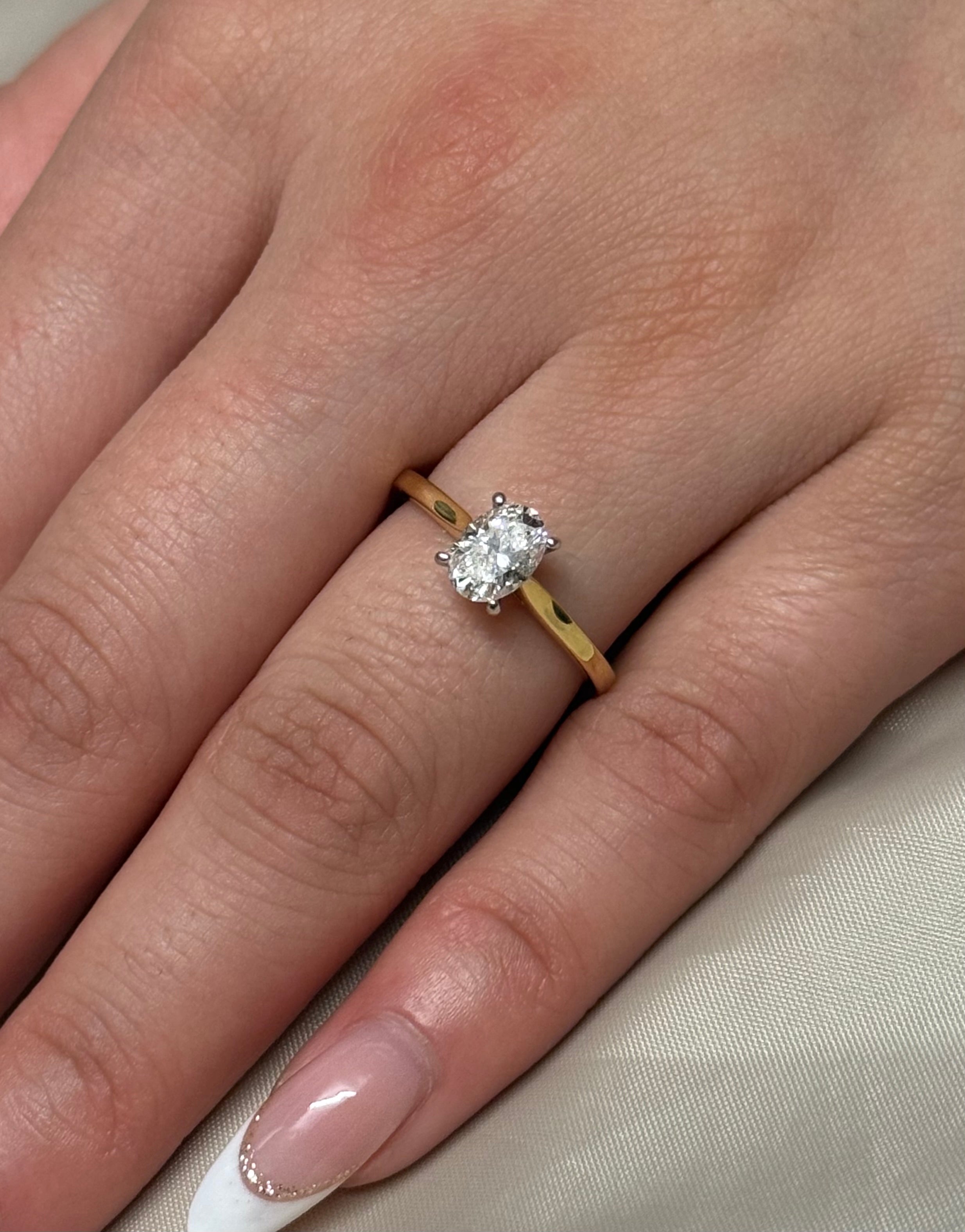18K Yellow Gold 81pt Oval Diamond Solitaire