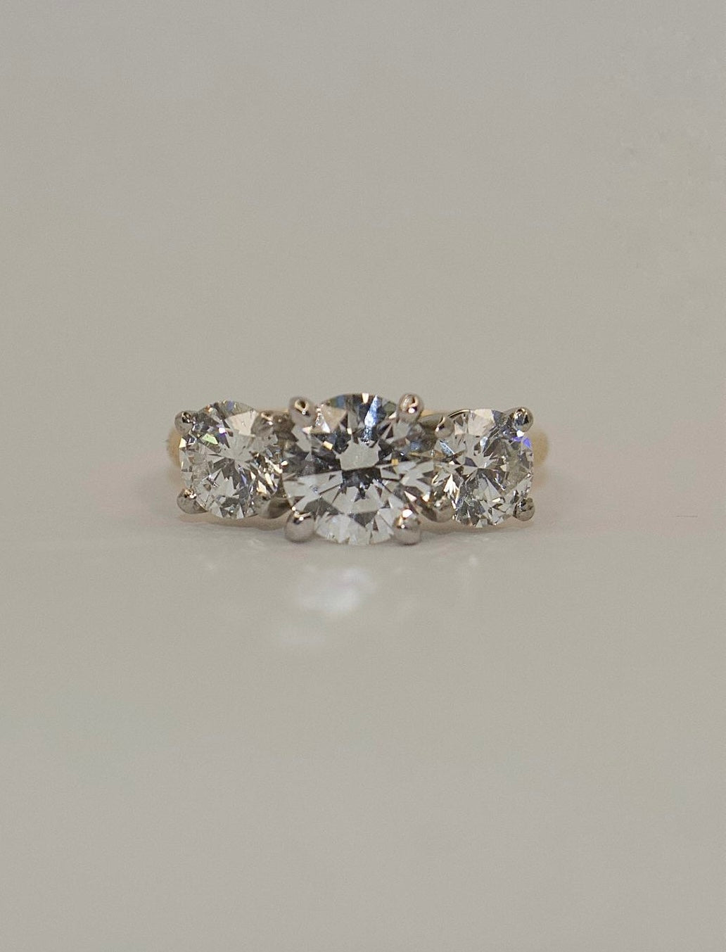 18K Yellow Gold 2.98ct Laboratory Grown Diamond Three Stone Ring